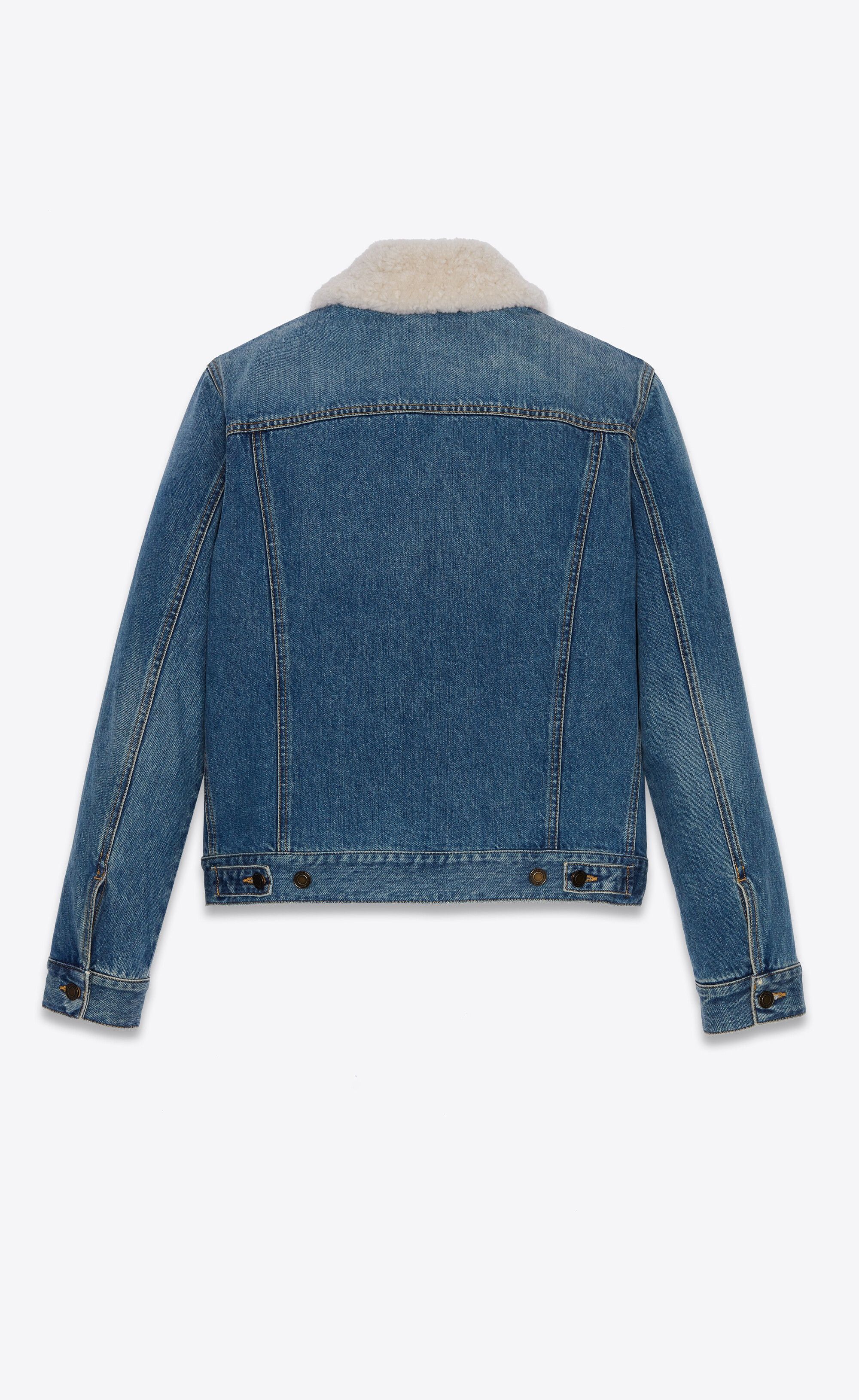 o1bcso1str0125 Jacket With Shearling Collar in Blue Denim Jackets