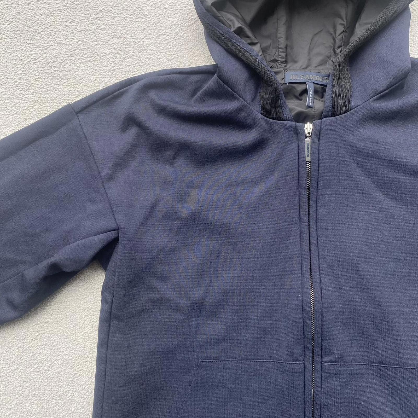 Jil Sander Jil Sander Navy Rayon Hooded Hoodie Zip Up Jacket Size US L / EU 52-54 / 3 - 4 Thumbnail