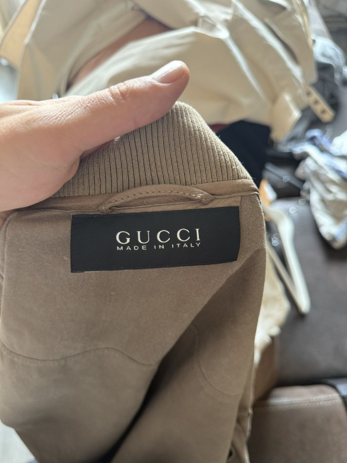 Gucci Kangaroo Leather Bomber Jacket in Olive Brown Size US M / EU 48-50 / 2 - 6 Thumbnail