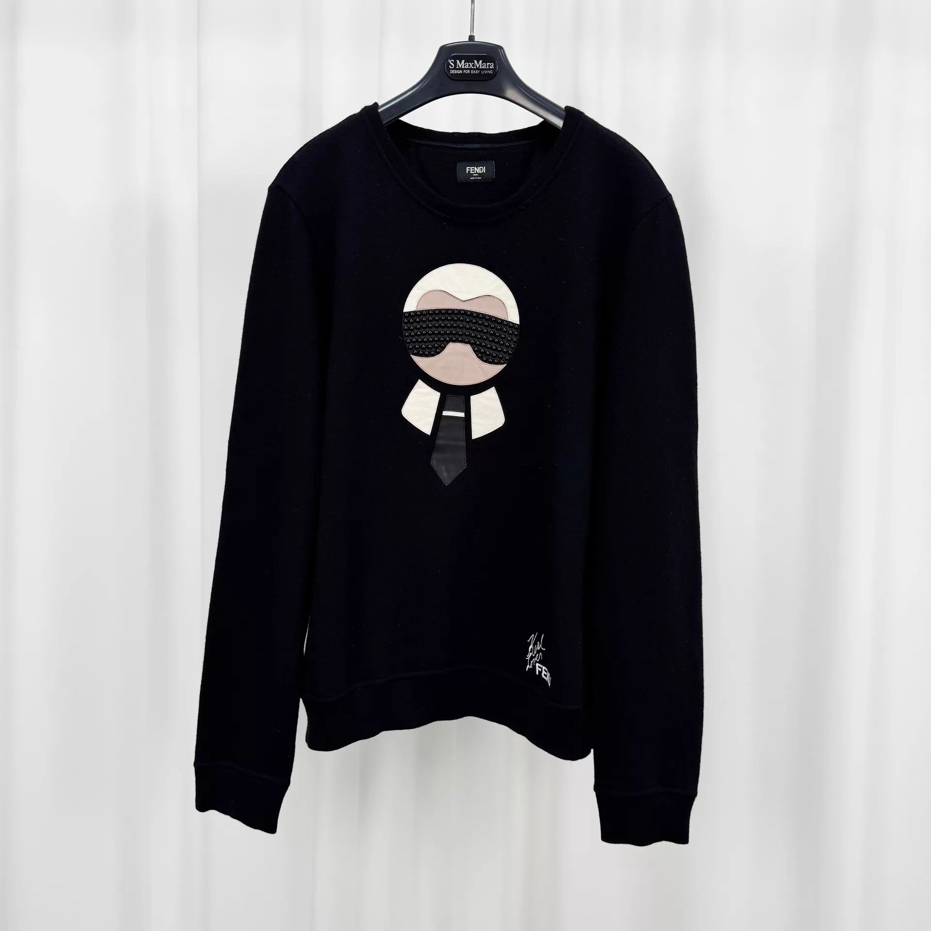 Fendi Fendi KL Leather Panel Wool Hoodie 46 Mint Size US S / EU 44-46 / 1 - 1 Thumbnail
