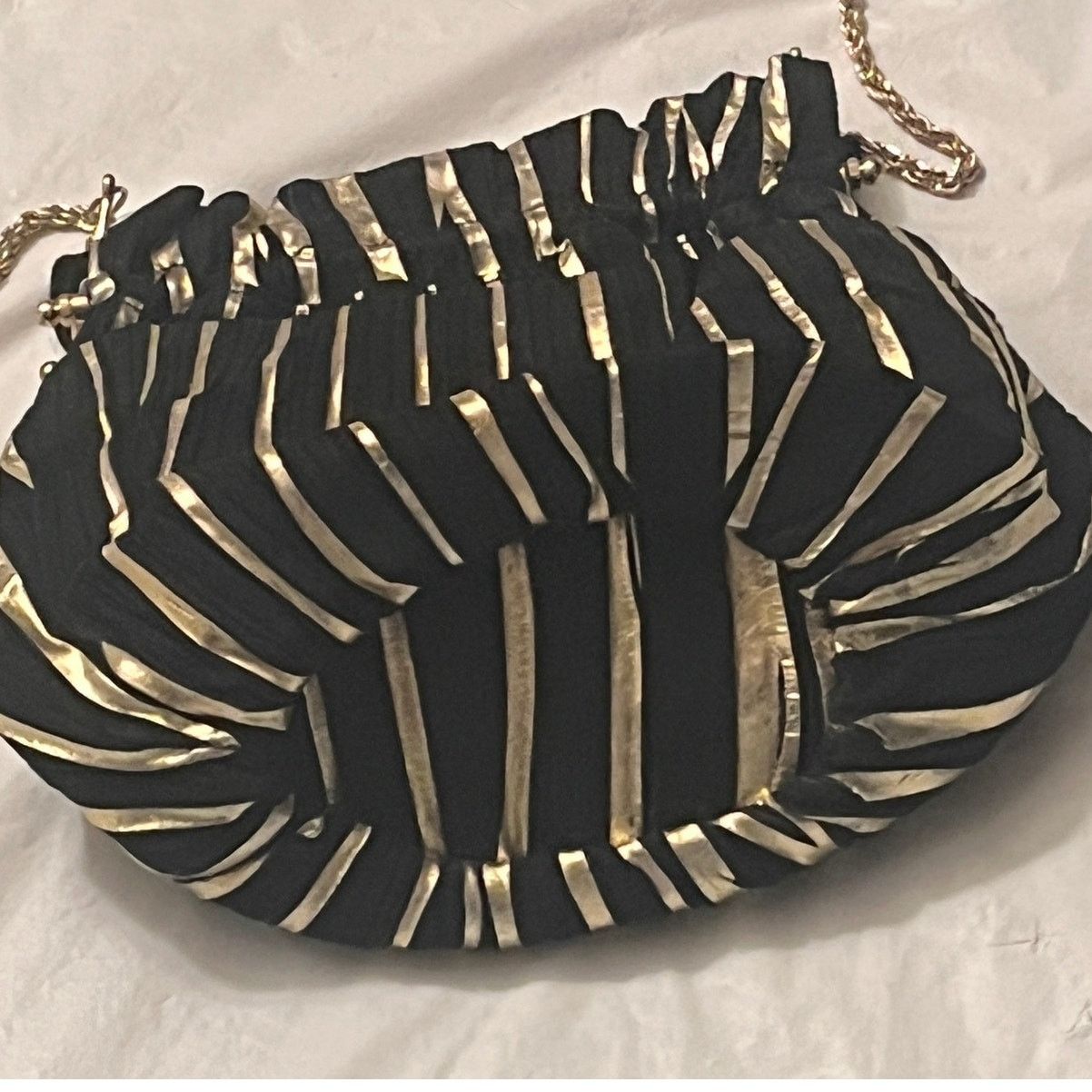 Other Black and Gold Fabric Evening Bag Crossbody Shoulder Purse Size ONE SIZE - 4 Thumbnail