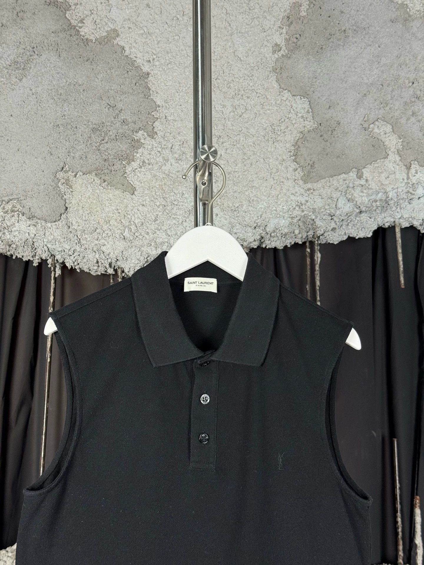 Saint Laurent Paris SLP Embroidered Logo Sleeveless Shirt s 99 New Size S / US 4 / IT 40 - 3 Thumbnail