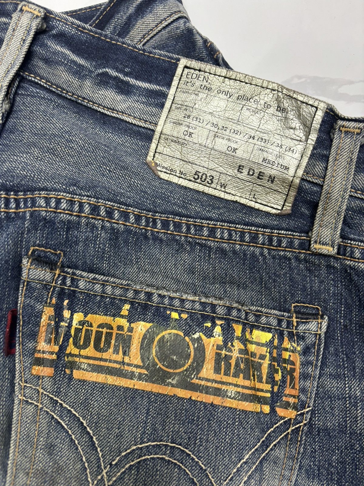 Edwin RARE🔥EDWIN 503 MOON RAKER DISTRESS MUD WASH DENIM JEANS Size US 34 / EU 50 - 9 Thumbnail