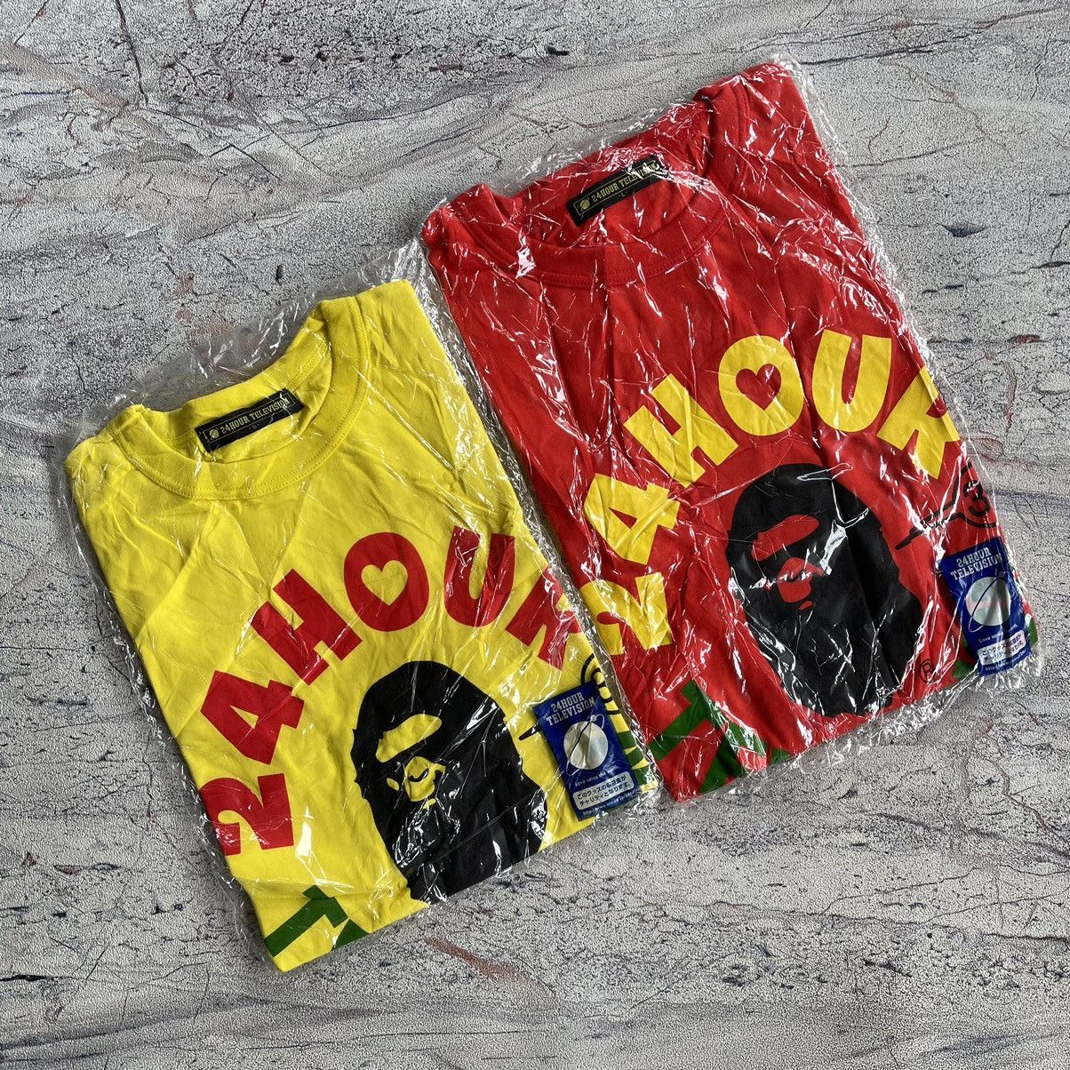 Japanese Brand DS SET OF 2 Bape 24 hour television “ orange L yellow S “ Size US L / EU 52-54 / 3 - 1 Thumbnail