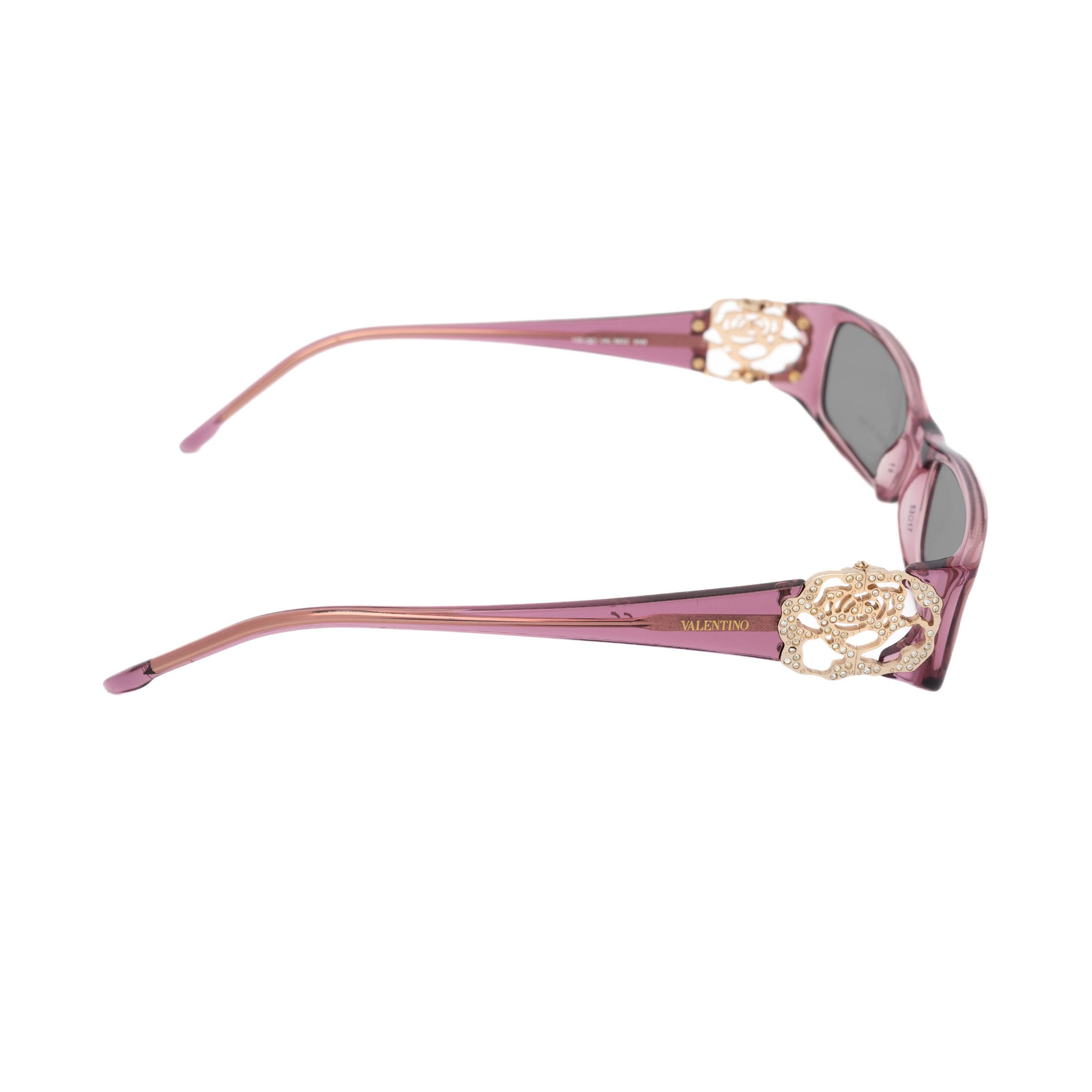 Valentino Valentino '00s Violet Rose with Gems Sunglasses Size ONE SIZE - 3 Thumbnail