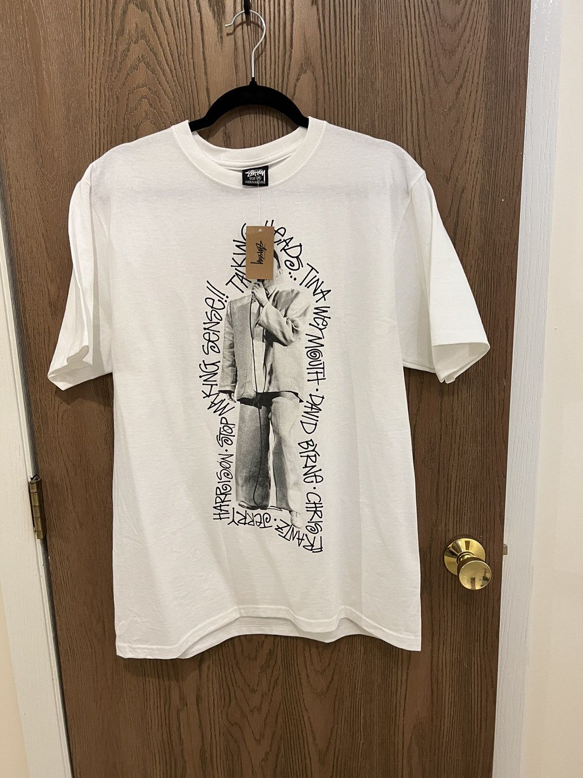 image of Stussy Talking Heads Stop Making Sense T-Shirt in White, Men's (Size Medium)