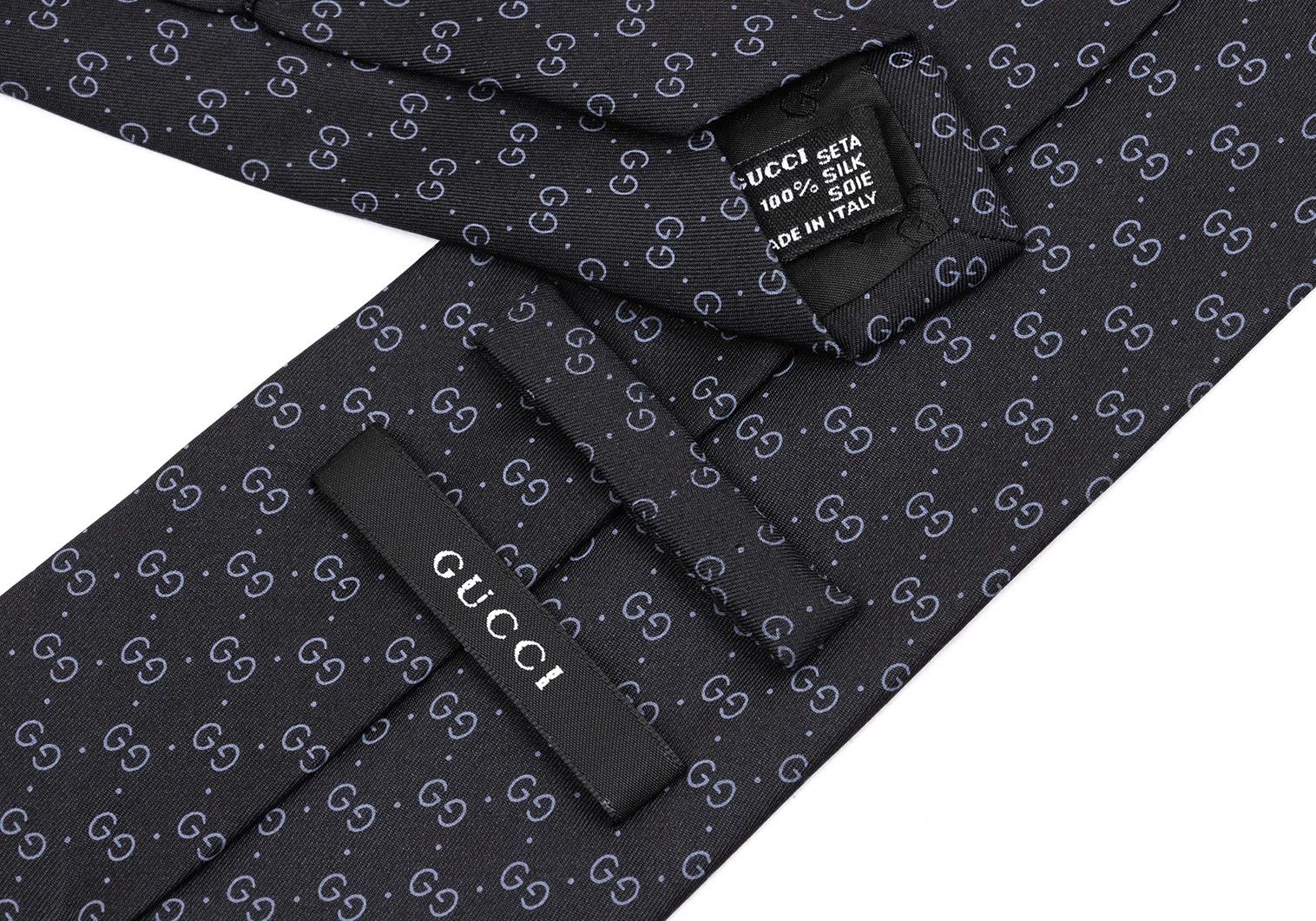 Gucci Silk GG Print Tie in Black Size ONE SIZE - 6 Thumbnail