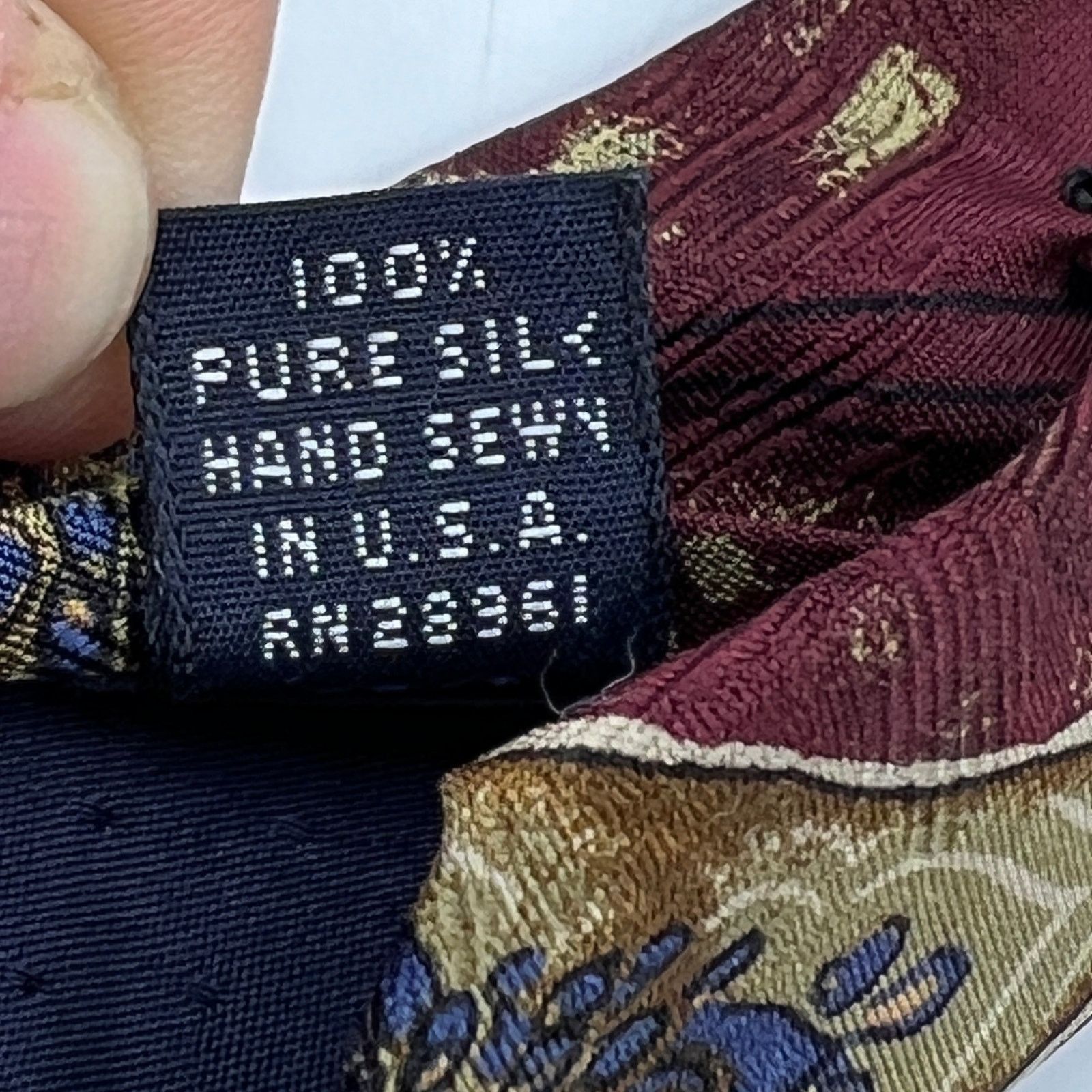 Burberry Silk Tie Burgundy Red Paisley Printed