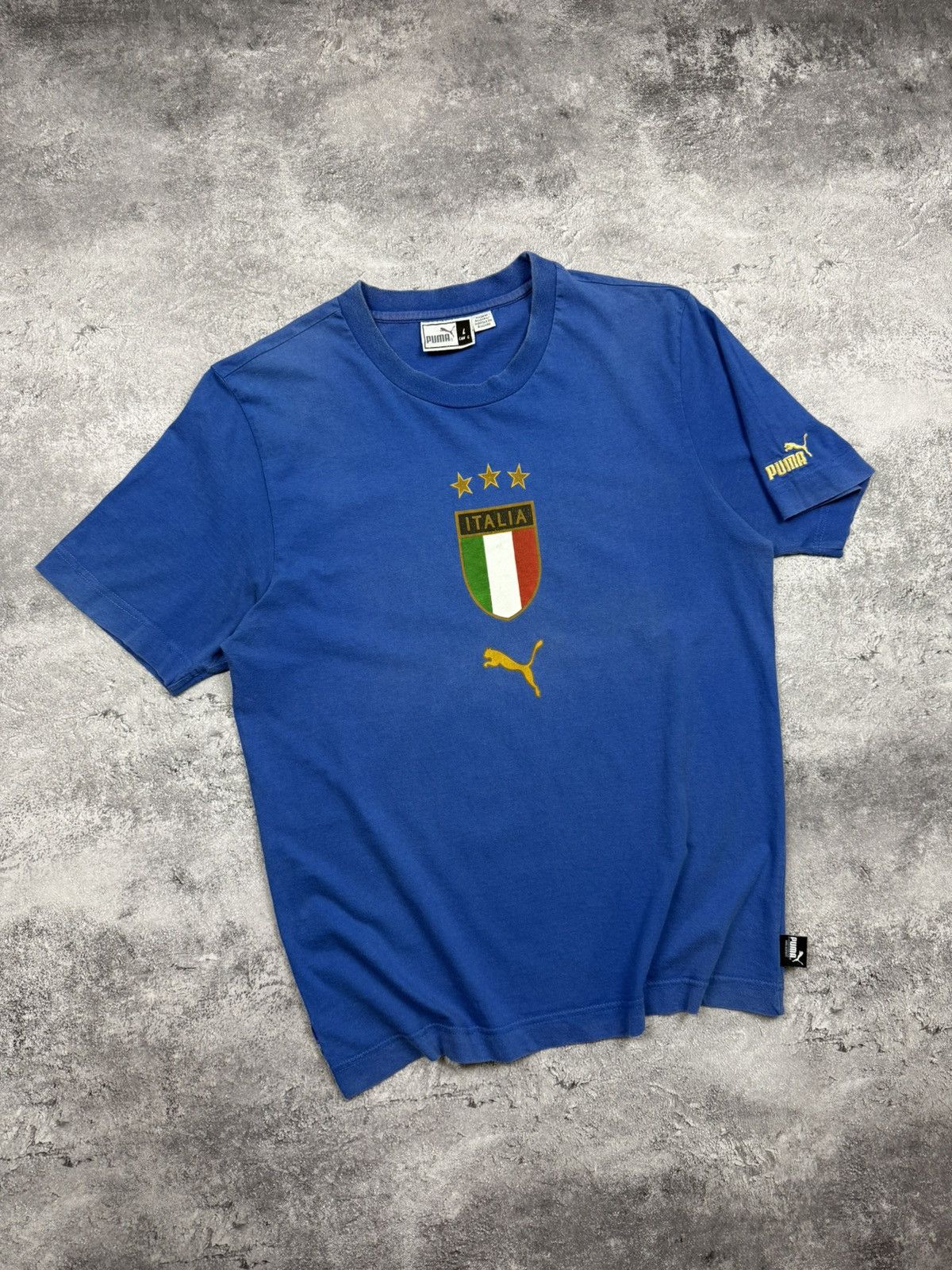 Puma Vintage Puma Italy Soccer Jersey T-Shirt Blue Blokecore Rare Size US L / EU 52-54 / 3 - 3 Thumbnail