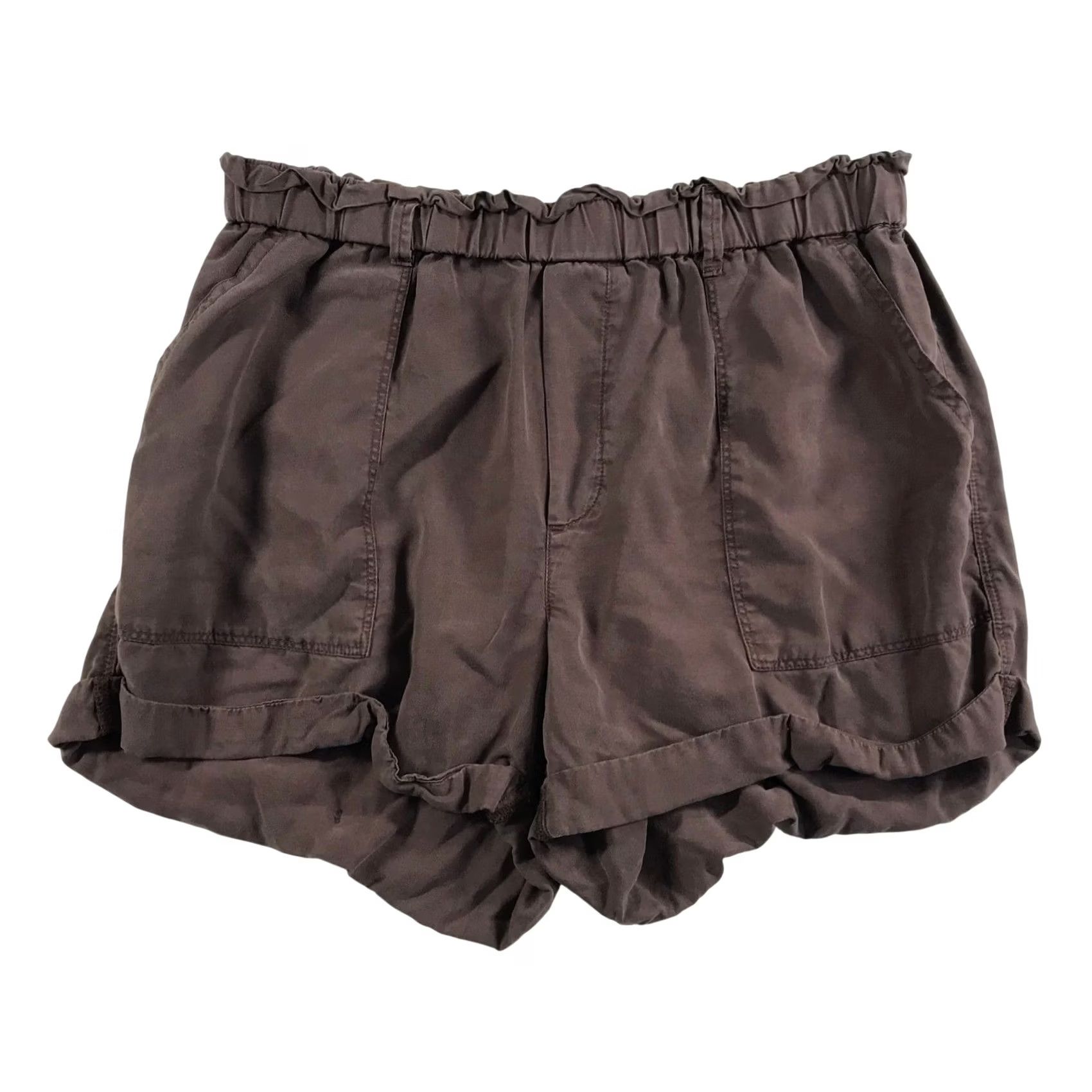 Vintage Aerie Paperbag Waist Shorts Mauve Brown High Rise Pockets Cuffed Relaxed Womens Medium Size 28" / US 6 / IT 42 - 2 Thumbnail