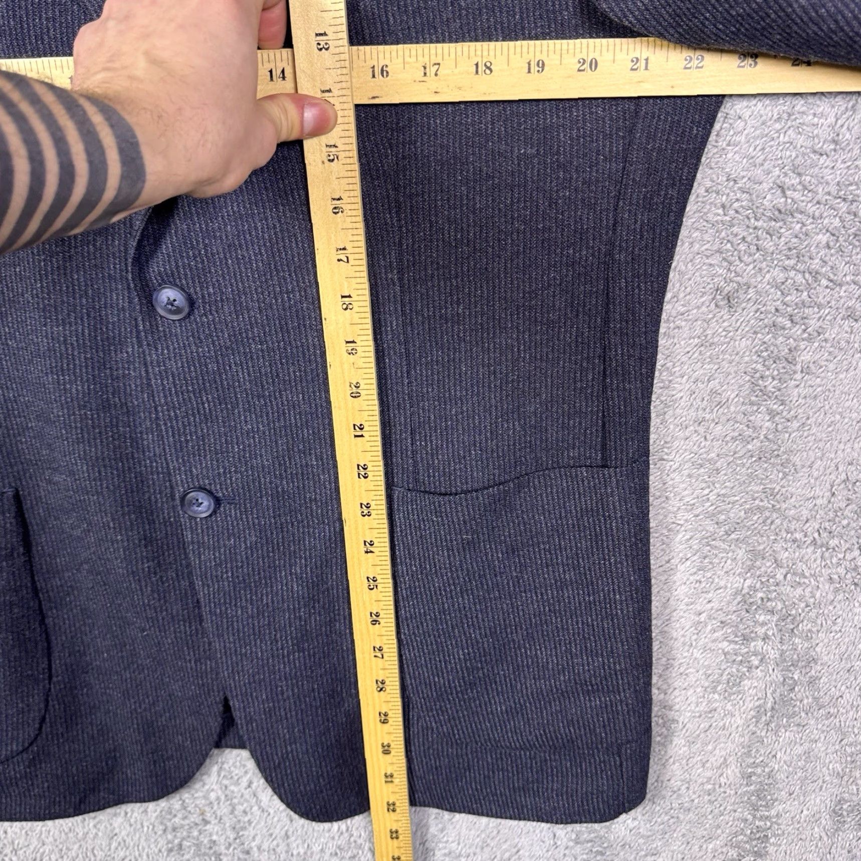 Vintage 34 Heritage Sport Coat Mens 44 Blazer Wool Knit Unstructured Single-Breasted Notch Blue Stem City Preppy Size 44R - 7 Thumbnail