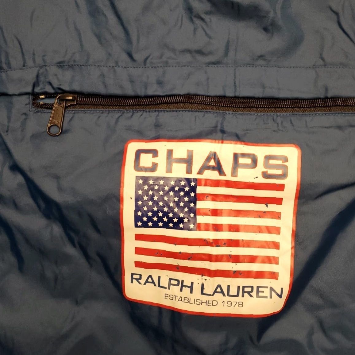 Ralph Lauren VINTAGE Chaps Ralph Lauren Windbreaker Jacket Hooded Mens Nylon Blue Black American Flag Size M Size US M / EU 48-50 / 2 - 4 Thumbnail