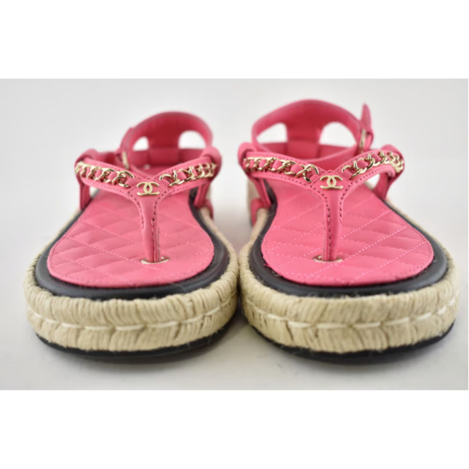 Chanel Chanel 21C Pink Lambskin Leather Chain Logo Mule Size US 7 / IT 37 - 6 Thumbnail