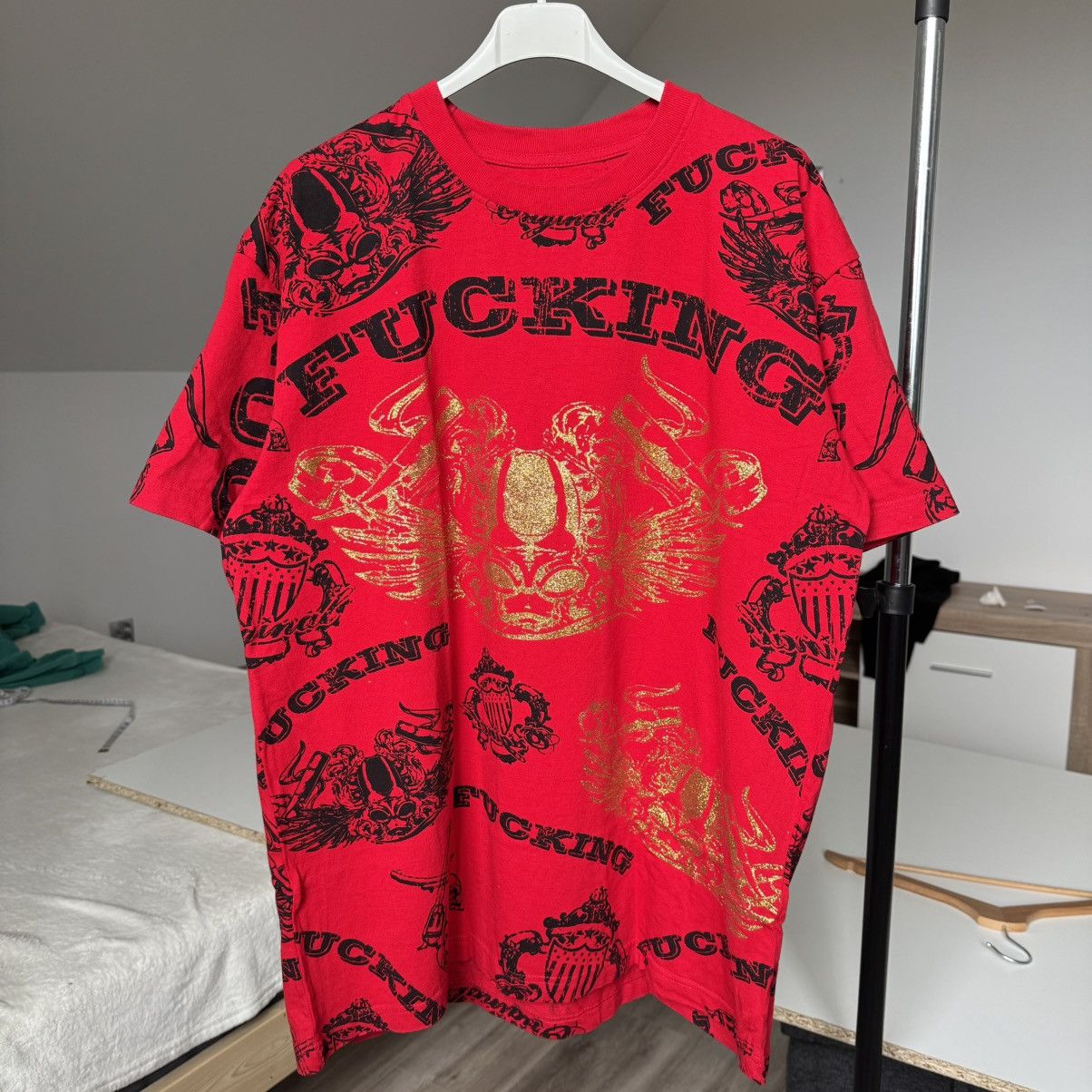 FU$KING Affliction Type Red T-shirt XL Fubu Rap Hip-hop