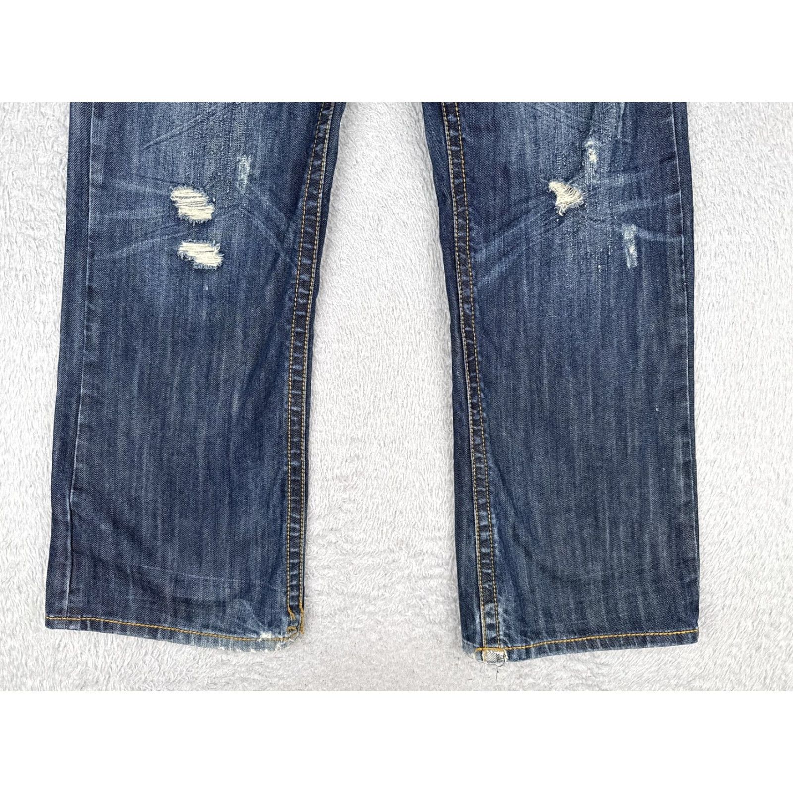 Vintage Hollywood Jeans Girls 18 Blue Denim Bootcut Distressed 5-Pocket Low Boot Jeans Size 40" / US 18 - 2 Thumbnail