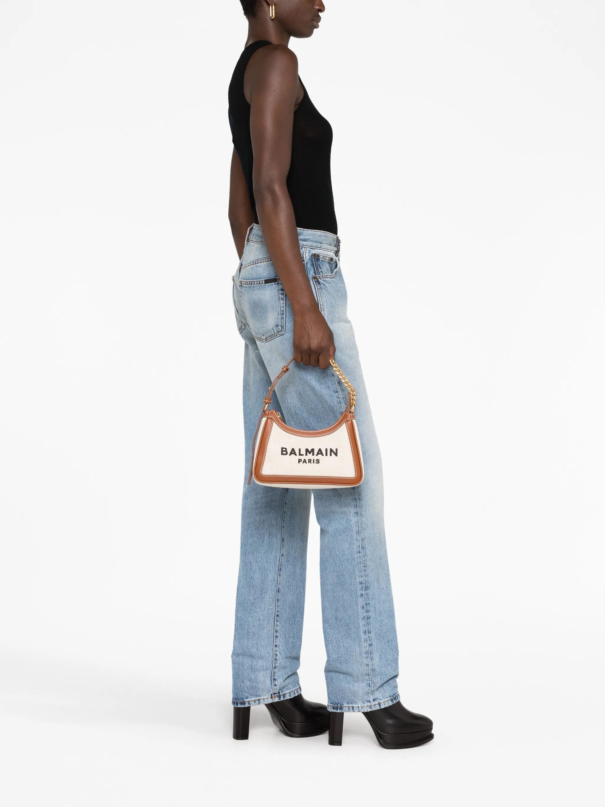Balmain o1srvl11e1125 Size: OS / Logo Print Shoulder Bag Light Beige Size ONE SIZE - 2 Thumbnail
