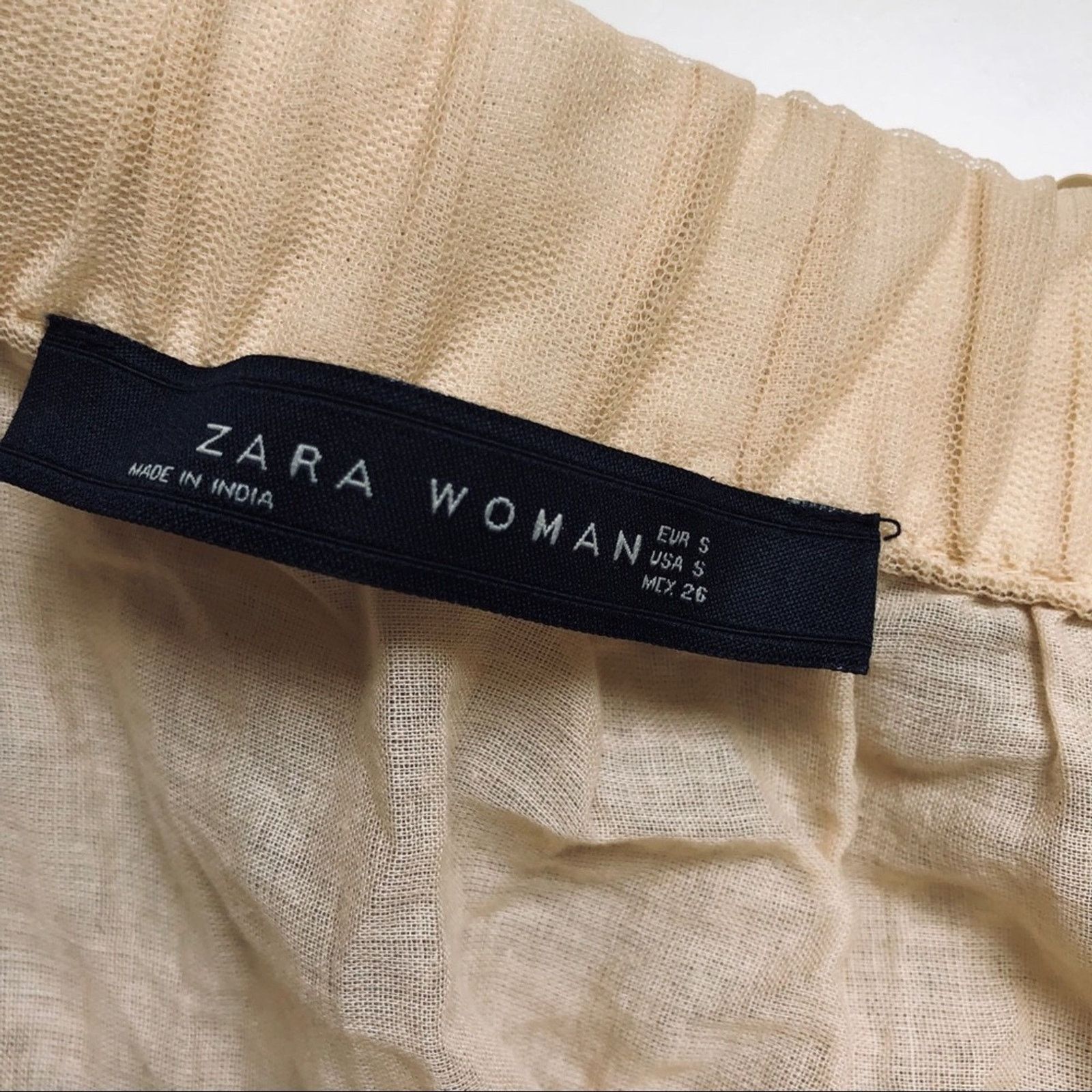 ZARA Gold Tan Cream Sequin Sparkle Beaded Mesh Mini Skirt