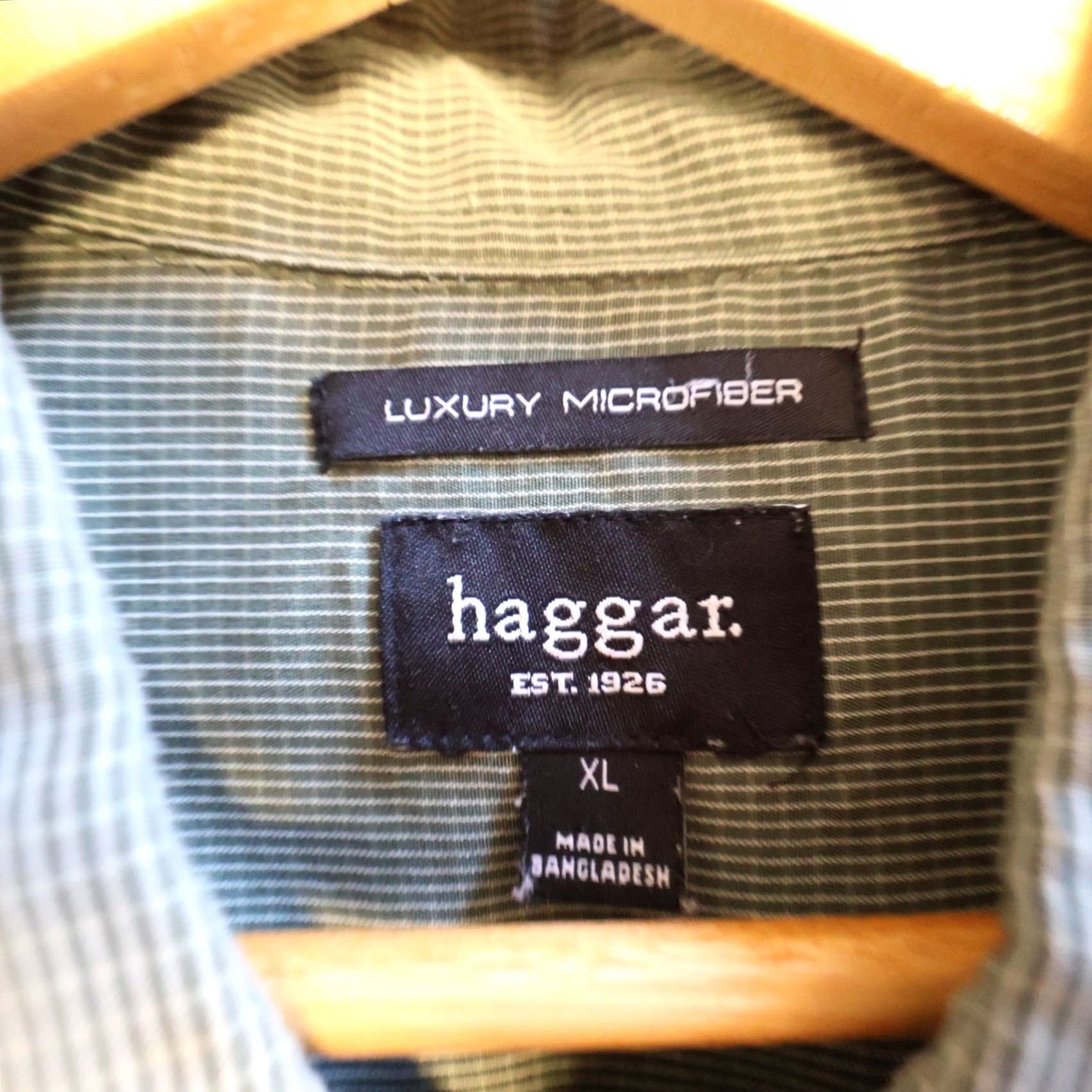 Haggar Haggar Button Up Shirt Mens L Green Excellent Micro Check Long Sleeve Size US L / EU 52-54 / 3 - 7 Thumbnail