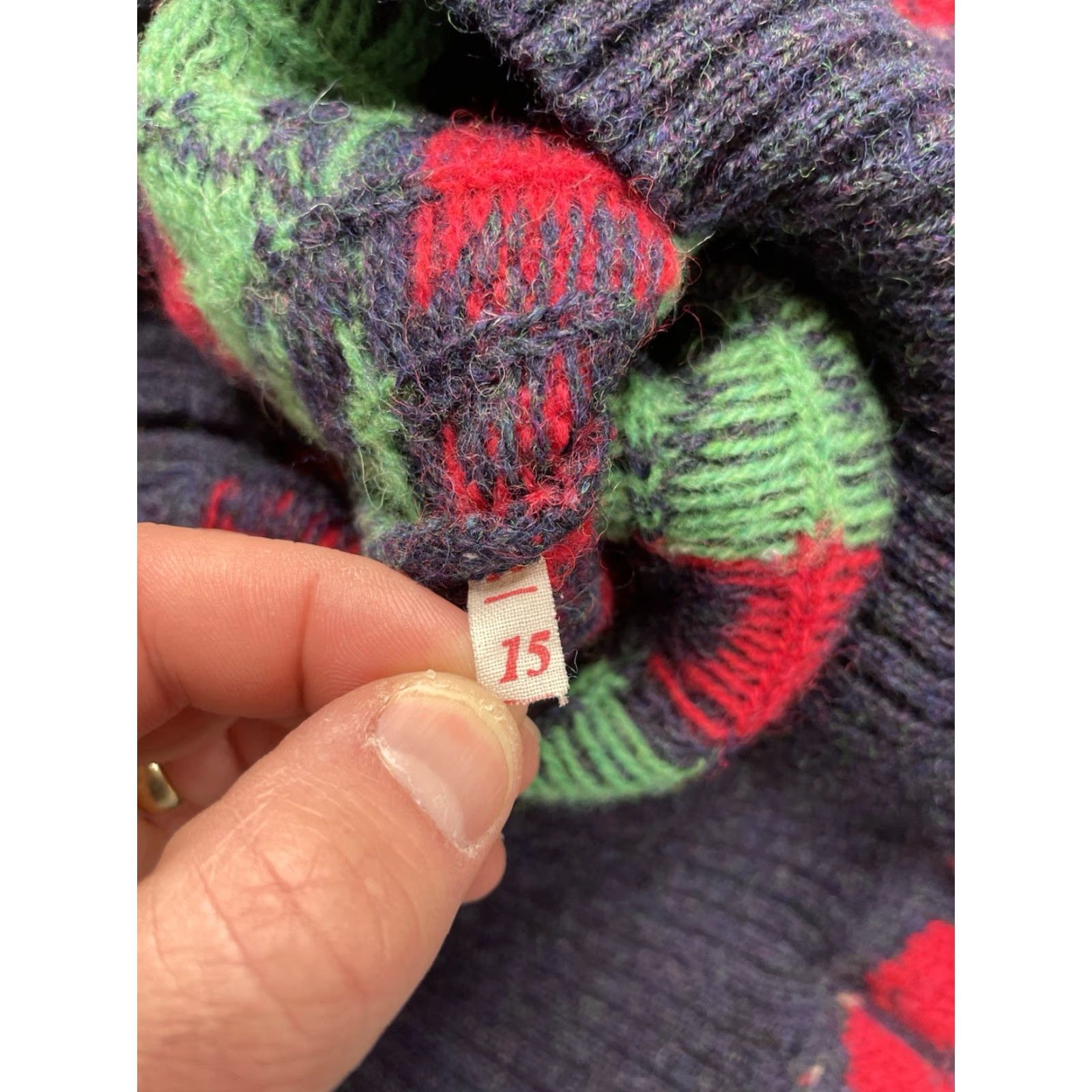 Vintage VINTAGE Knit Pics Jumper Wool Crew Neck Multicoloured Blue 80s Womens S/M Pullover Knit Abstract Cherry Cottagecore Size S / US 4 / IT 40 - 6 Thumbnail