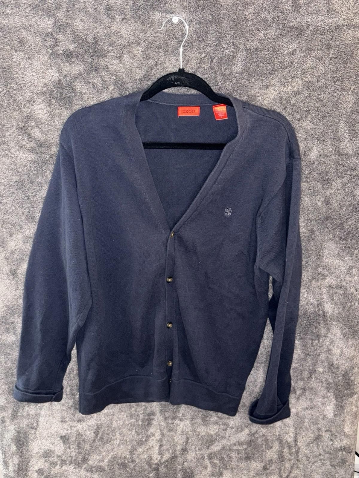 Izod Vintage IZOD Navy Button Cardigan Sweater 100% Cotton Logo M Size US M / EU 48-50 / 2 - 1 Thumbnail