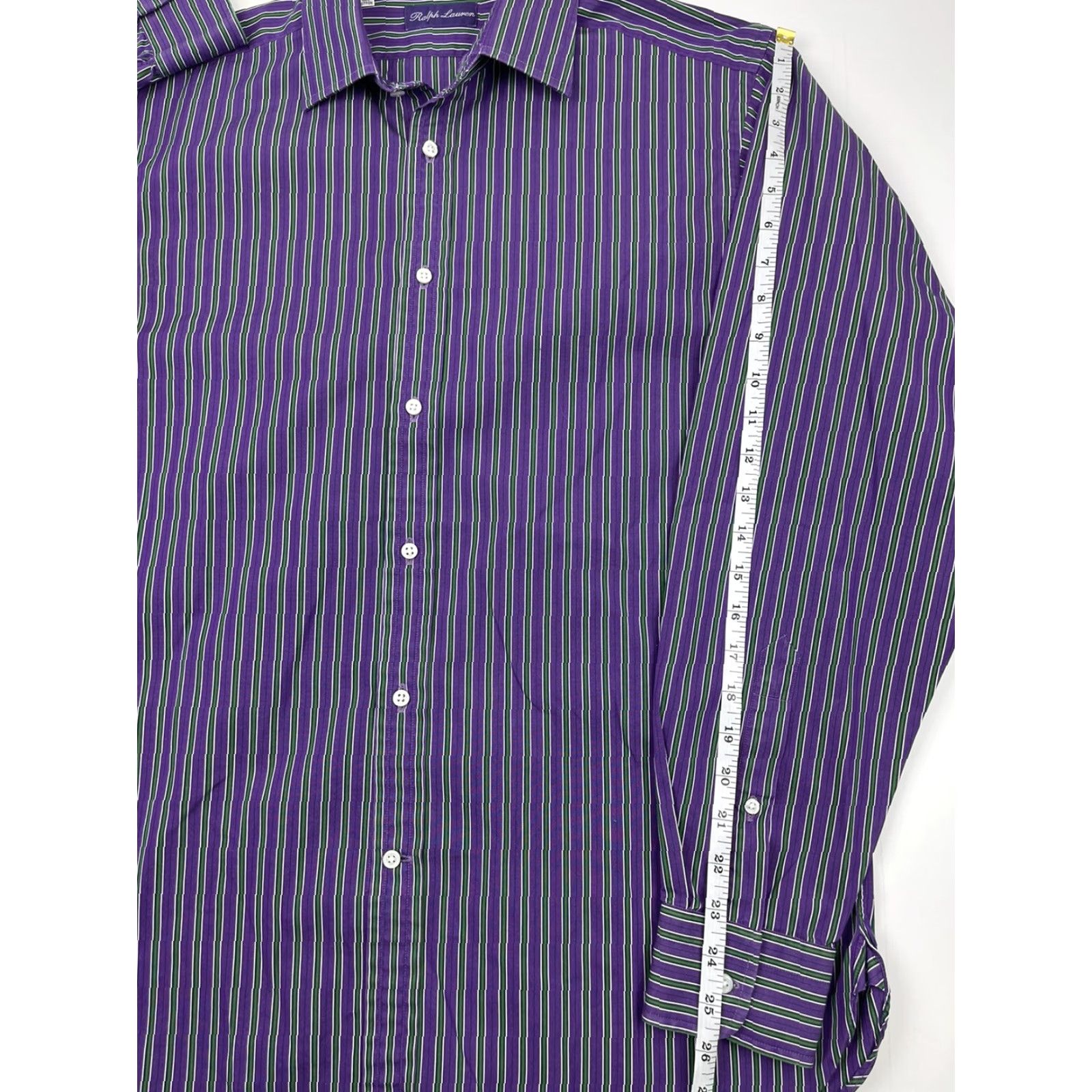 Ralph Lauren Ralph Lauren Purple Label Mens Striped Button-Up Shirt Sz 16 Purple Cotton Regular Fit Italy Size US L / EU 52-54 / 3 - 7 Thumbnail