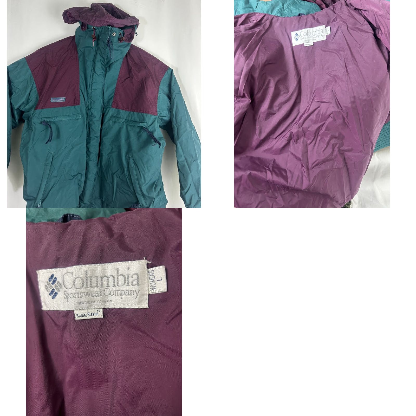 Vintage VINTAGE Columbia Jacket Women L Green Full Zip Hood Burgundy Long Sleeve | Basic Jacket Size L / US 10 / IT 46 - 8 Thumbnail