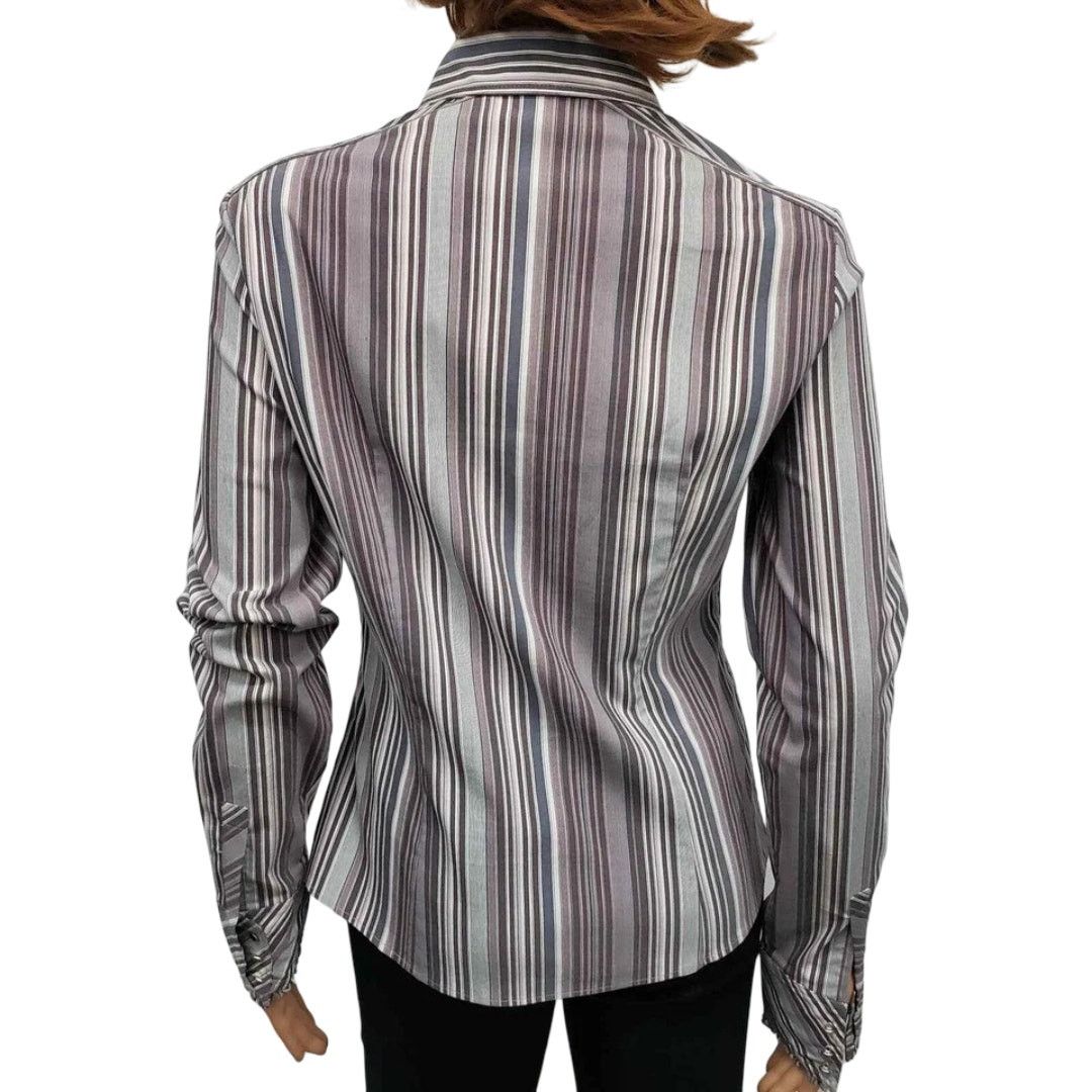 Elie Tahari Elie Tahari Blouse Ruffled Front Cuffs S Button down Striped Size S / US 4 / IT 40 - 10 Thumbnail