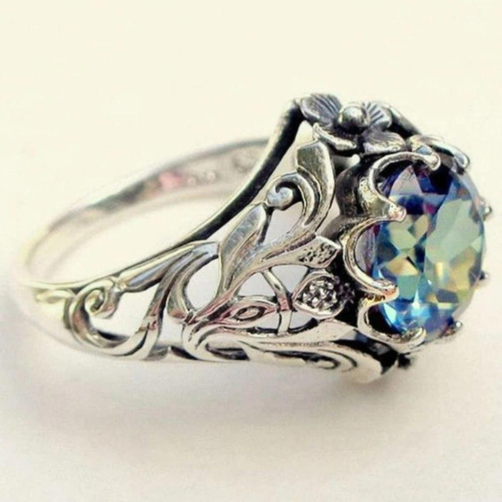Designer 925 Sterling Silver Boho Mystic Rainbow Ring - Size 8 Size ONE SIZE - 2 Thumbnail