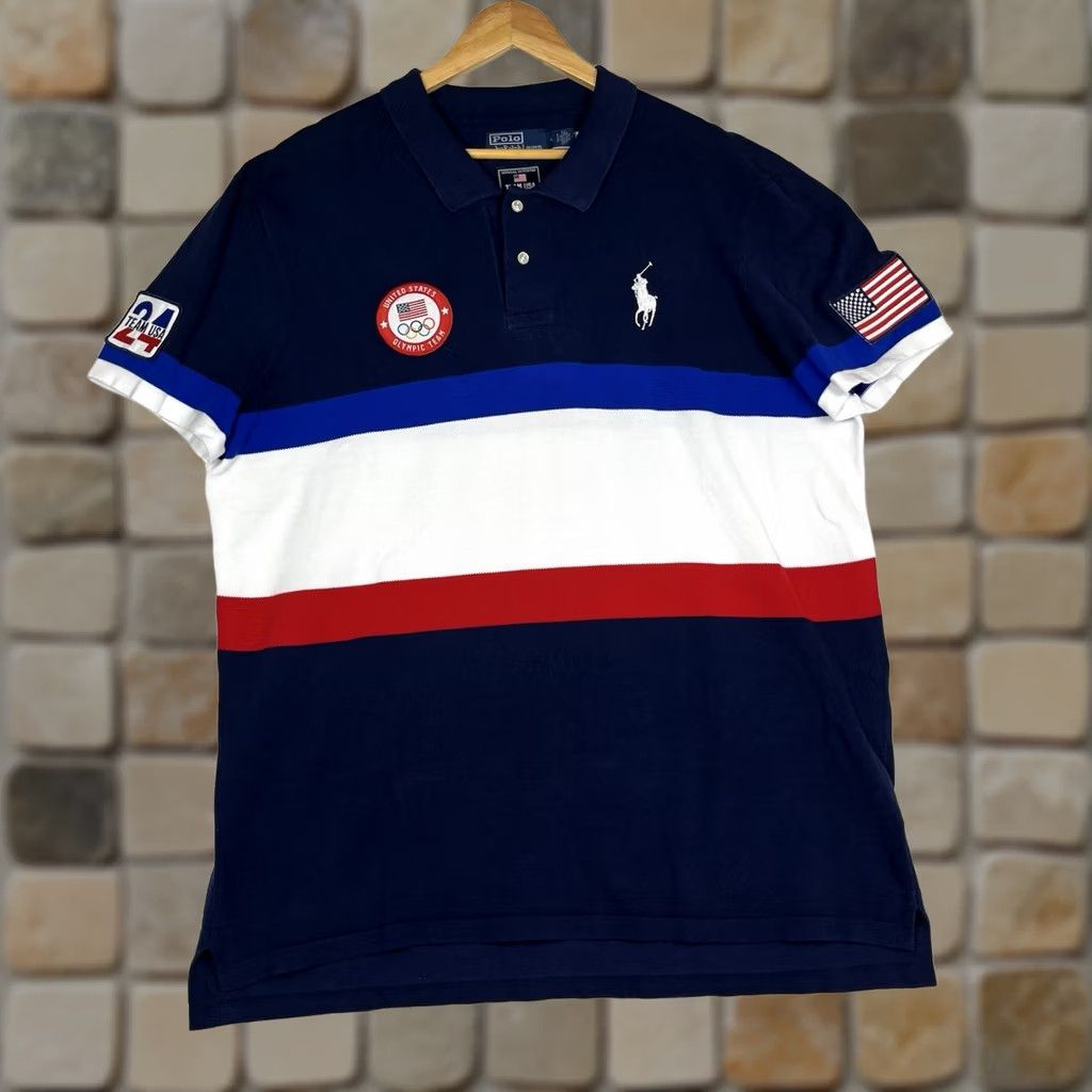 Ralph Lauren Polo Ralph Lauren Team USA Polo Shirt Men XL 2024 Olympics Flagbearer Knit Collared Short Sleeve Blue Colorblock Big Pony Golf Rugby Walking Mens Size US XL / EU 56 / 4 - 1 Thumbnail