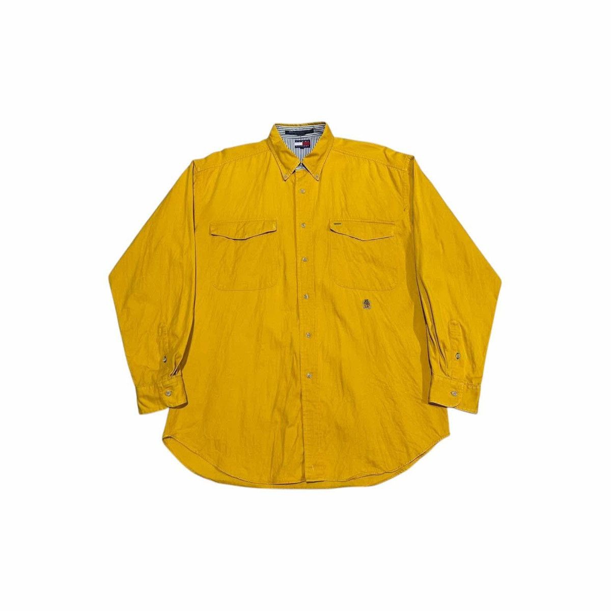 Tommy Hilfiger 🔥Vintage Tommy Hilfiger Shirt Ls Double Pockets Crest Logo Size US L / EU 52-54 / 3 - 1 Thumbnail