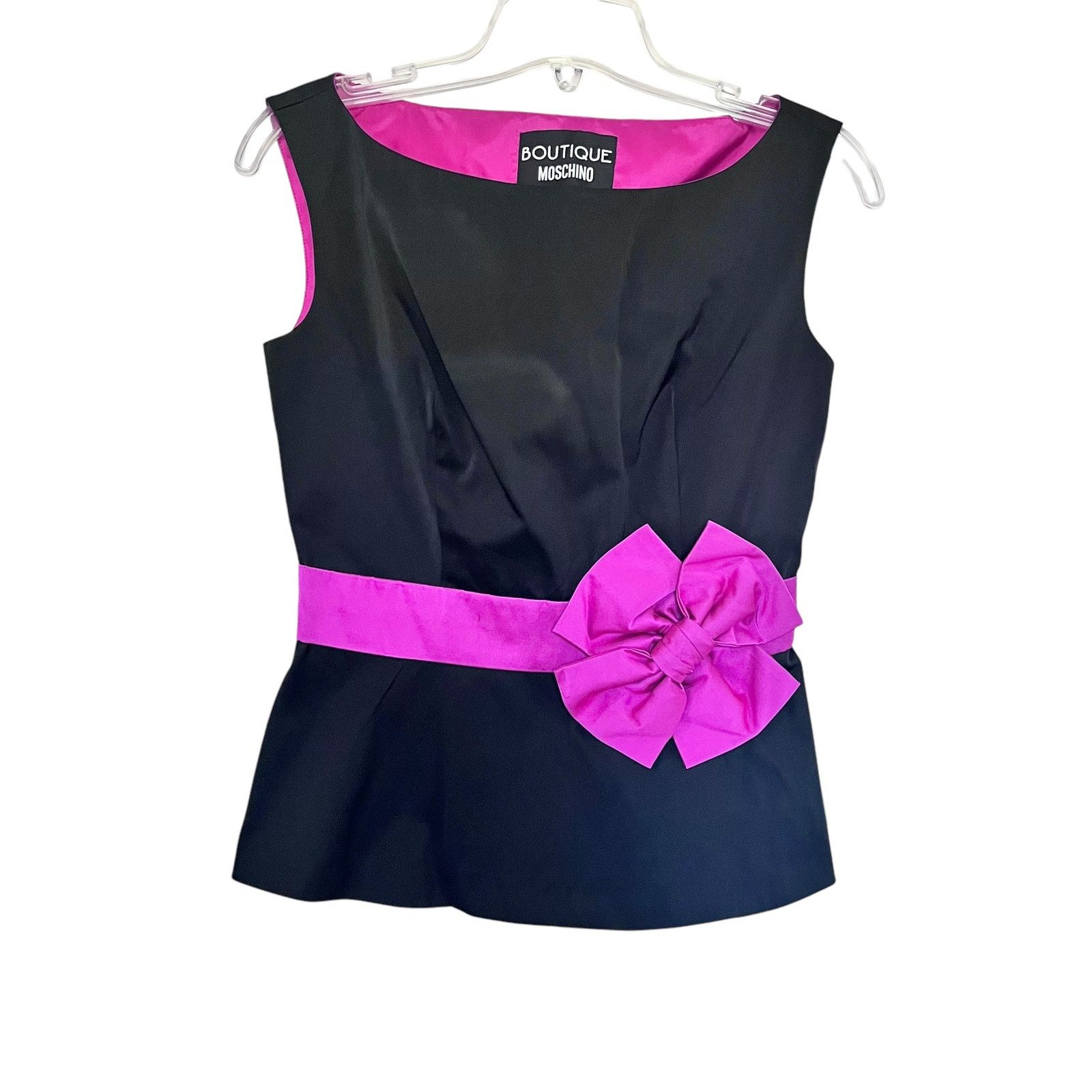 Moschino Moschino Boutique Black Fuchsia Pink Bow Sleeveless Blouse Size M / US 6-8 / IT 42-44 - 1 Thumbnail