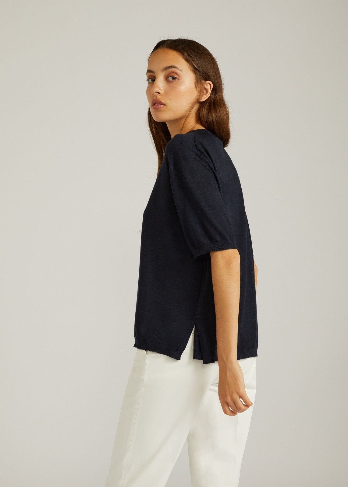 Loro Piana o1srvl11e0825 FAM7851 Val Dorcia Crewneck T-Shirt Navy Blue Size XS / US 0-2 / IT 36-38 - 3 Thumbnail
