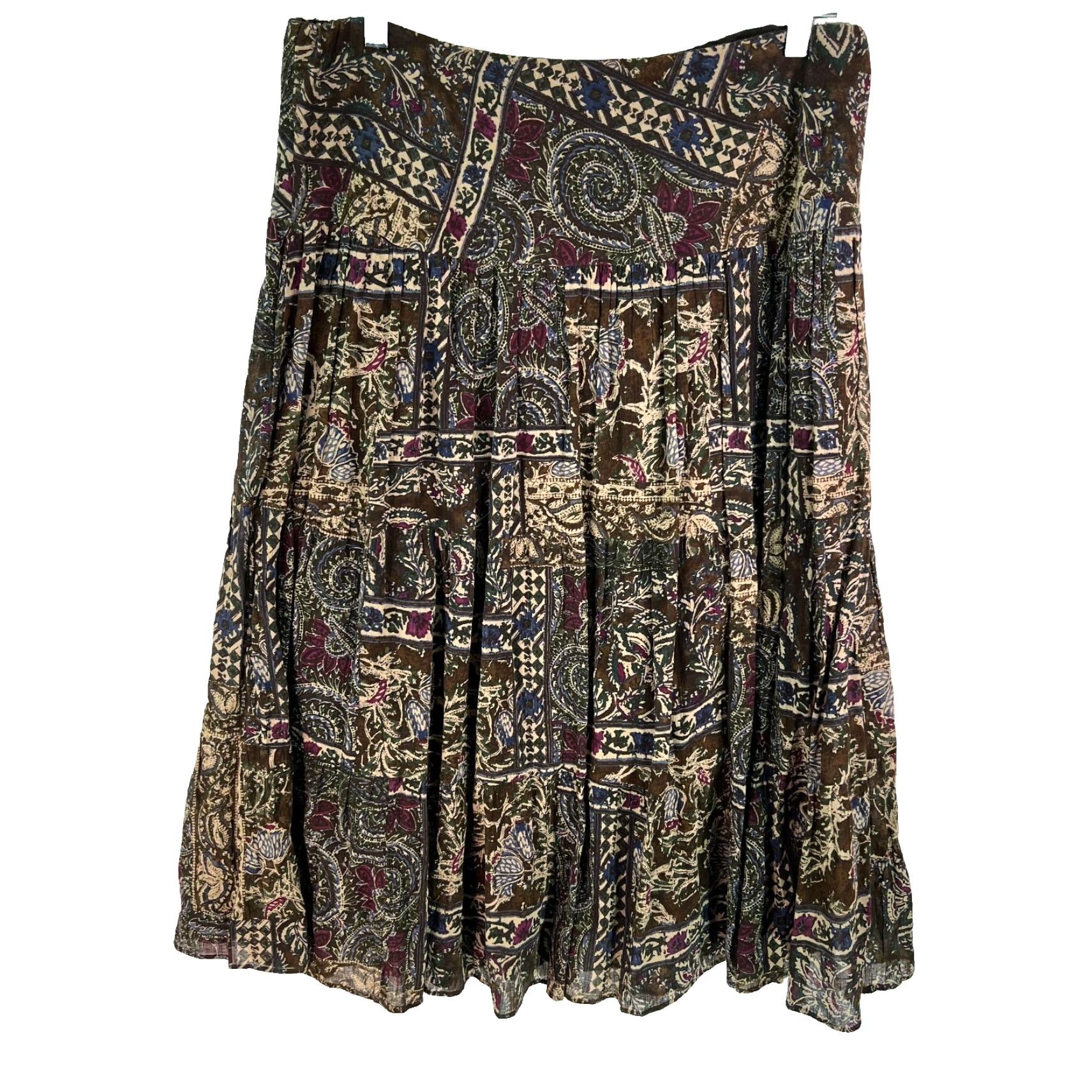 Chaps Chaps Skirt Womens Multicolor Paisley Lined Denim Knee Length High Rise Flare Size Large Size 36" / US 14 / IT 50 - 2 Thumbnail