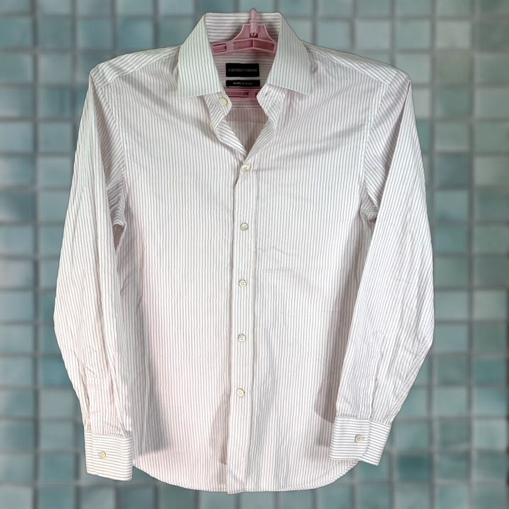 Armani VINTAGE Armani Button-Up Shirt Men's Size 15.5 White Red Stripes Business Casual Formal Size US M / EU 48-50 / 2 - 1 Thumbnail