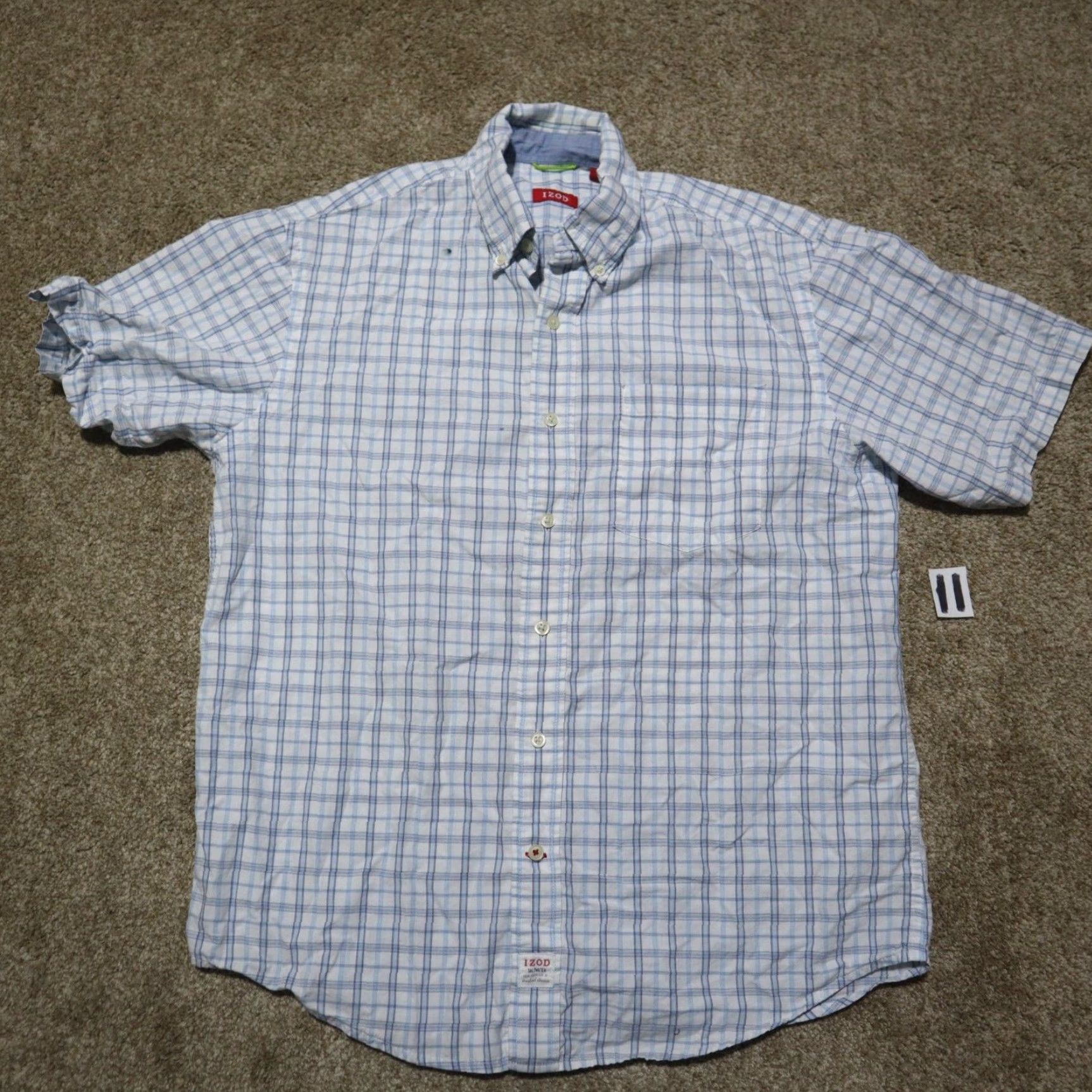 Izod VINTAGE IZOD Men's Short Sleeve Plaid Button-Down Shirt Medium Blue Casual 90s Size US M / EU 48-50 / 2 - 2 Thumbnail