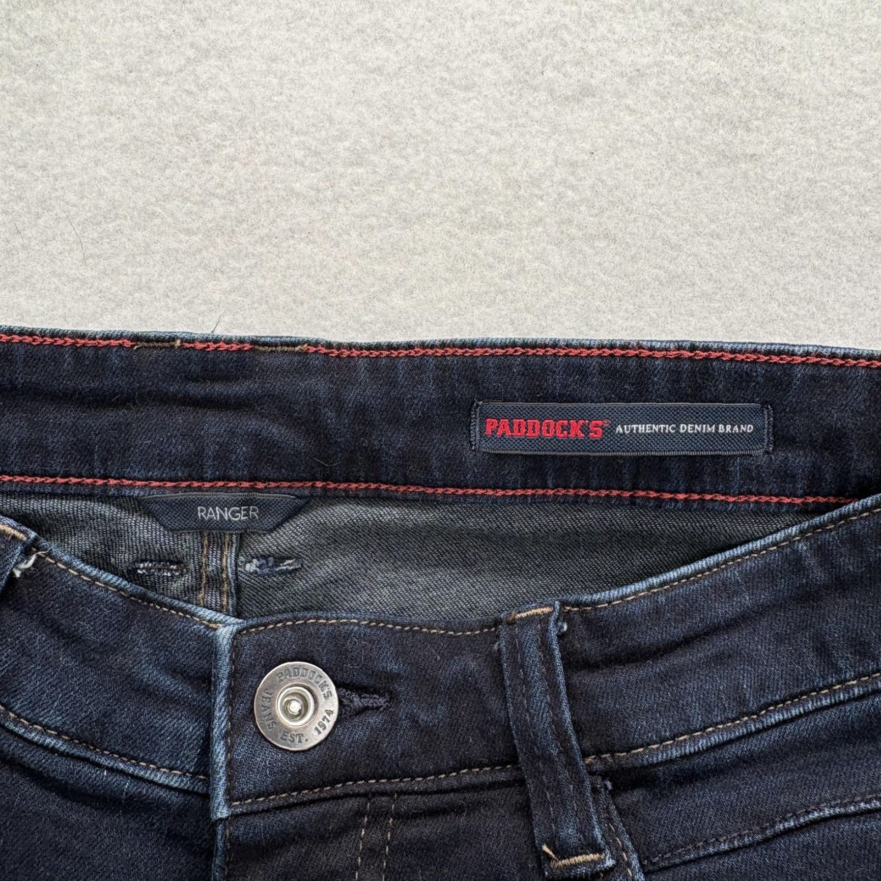 Denime Paddock's Ranger Jeans Mens 36x32 Blue Dark Wash Regular Straight Stretch Denim Pants Size US 36 / EU 52 - 4 Thumbnail