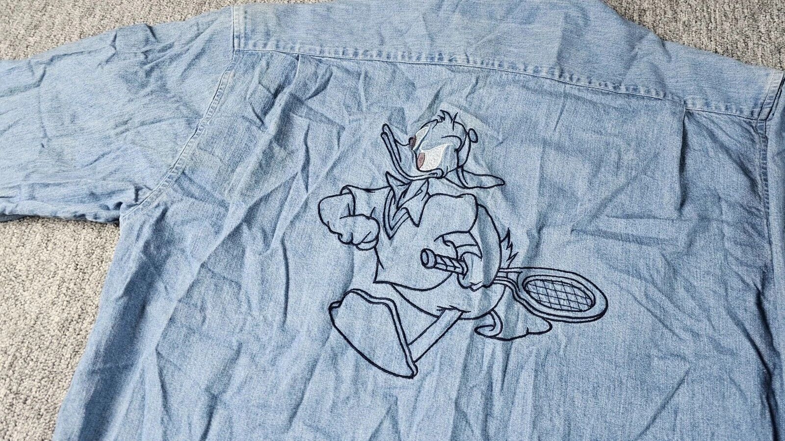 Other 90s Disney Paris Donald Duck Embroidered Denim Shirt L 90s Size US L / EU 52-54 / 3 - 2 Thumbnail