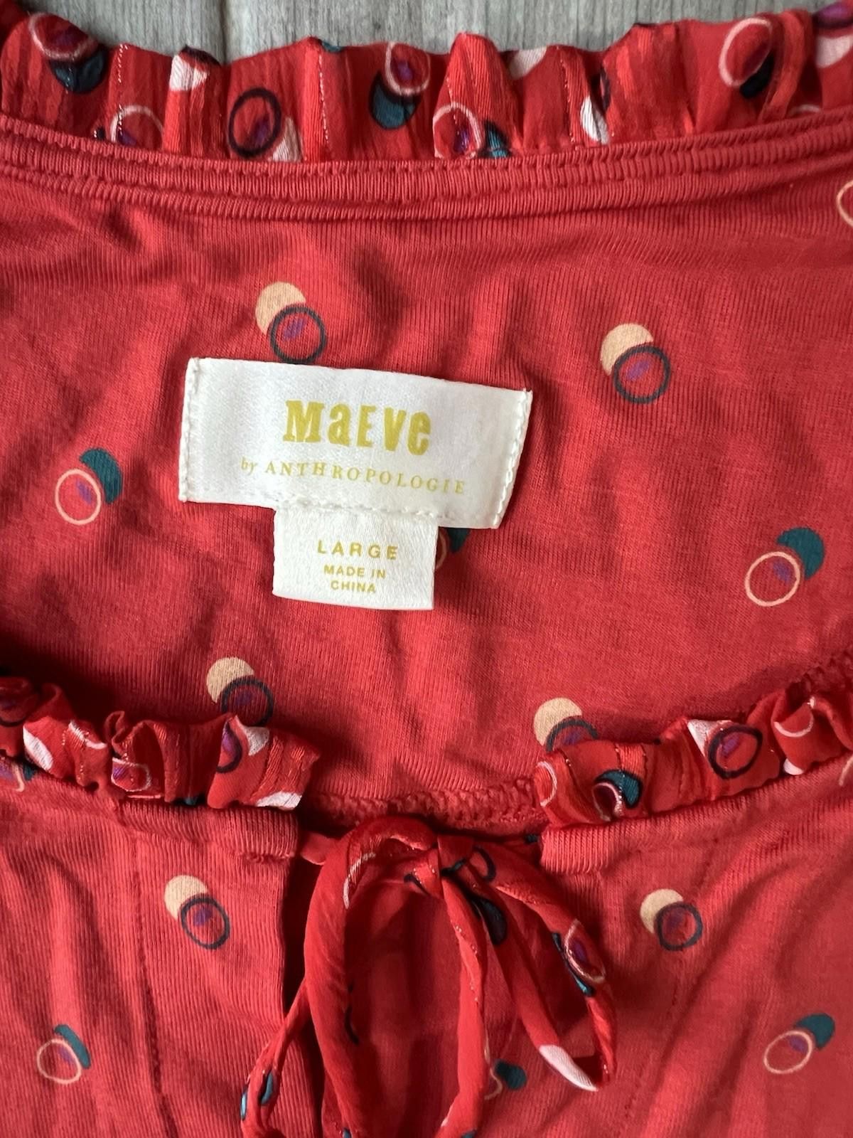 Marvel Comics ANTHROPOLOGIE MAEVE Red Jacquin Peasant Blouse Size Large Size M / US 6-8 / IT 42-44 - 4 Thumbnail