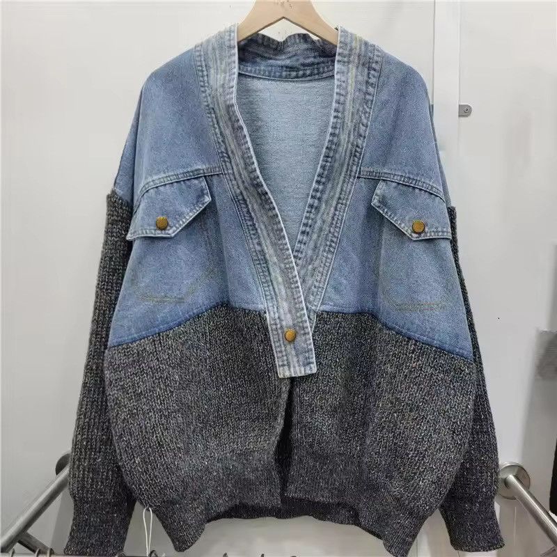 Japanese Brand Streetwear Designer Knit Loose Patchwork V-Neck Denim Jacket Size US S / EU 44-46 / 1 - 1 Thumbnail