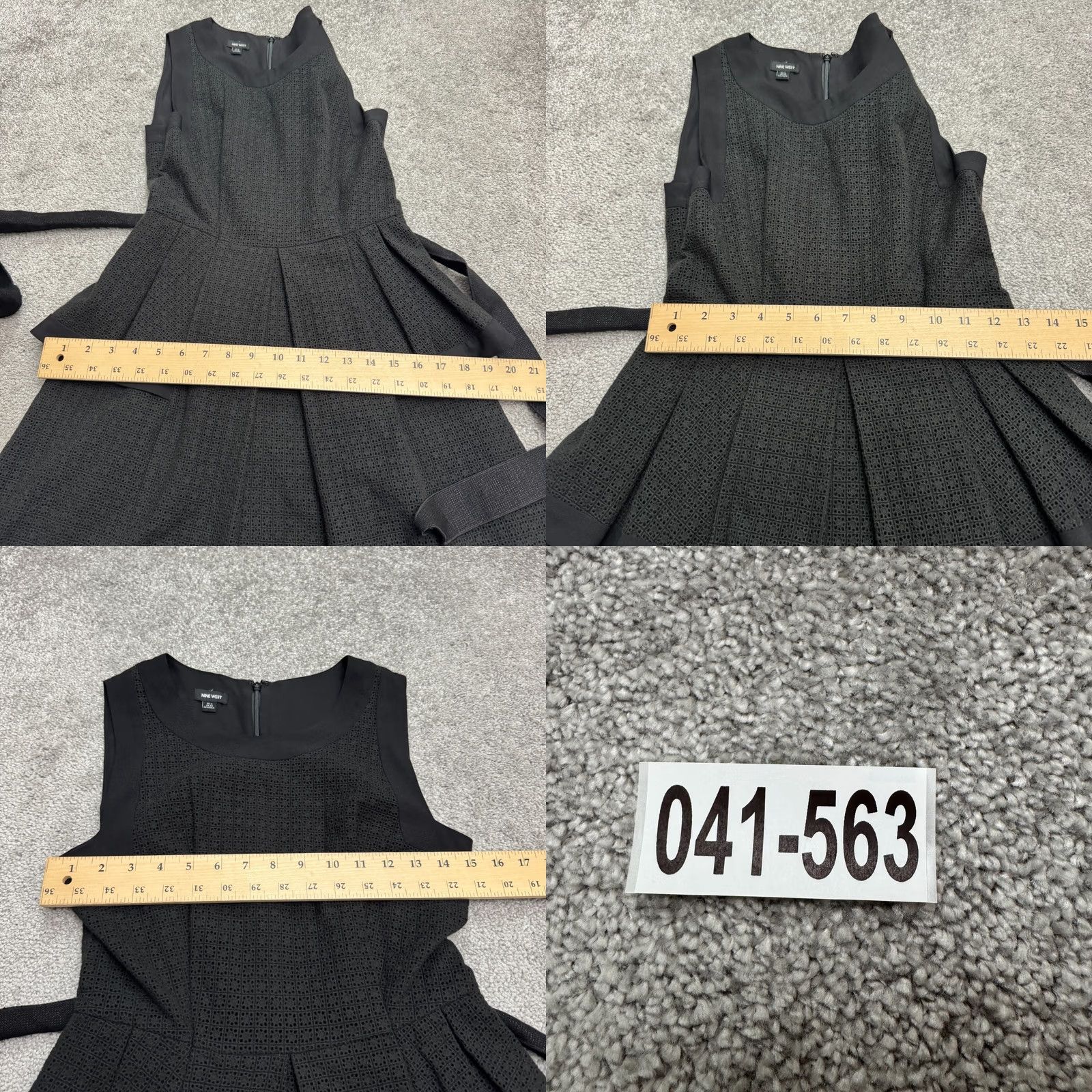 Nine West Nine West Belted Peplum A-Line Fit & Flare Dress Womens 6 Black Eyelet Textured Sleeveless Knitted? Wait Size M / US 6-8 / IT 42-44 - 8 Thumbnail