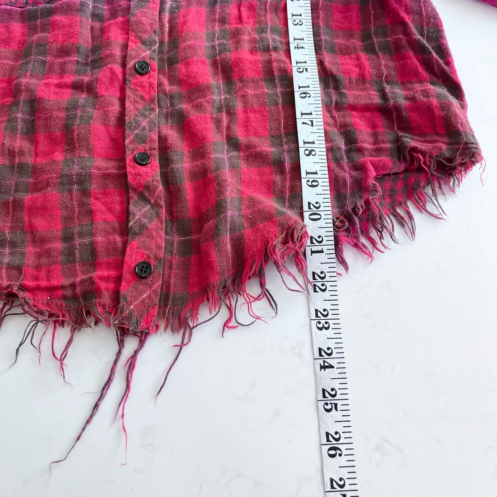 Other Etienne Marcel Greta Plaid Muslin Cotton Shirt Frayed Hem Size S / US 4 / IT 40 - 11 Thumbnail