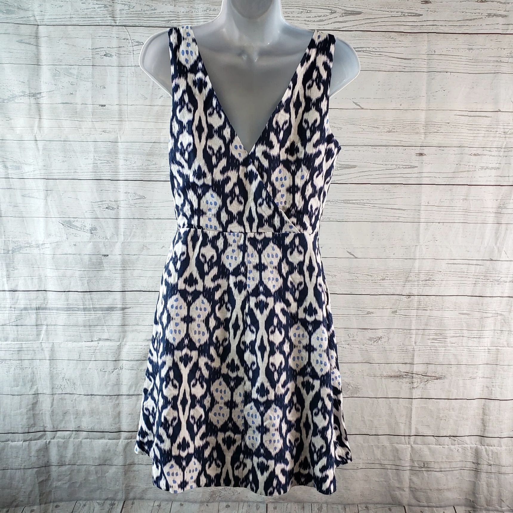 Gap Gap Womens Dress Sz 4 Blue Purple Double V-Neck Sleeveless Side Zip Pocket Size S / US 4 / IT 40 - 4 Thumbnail