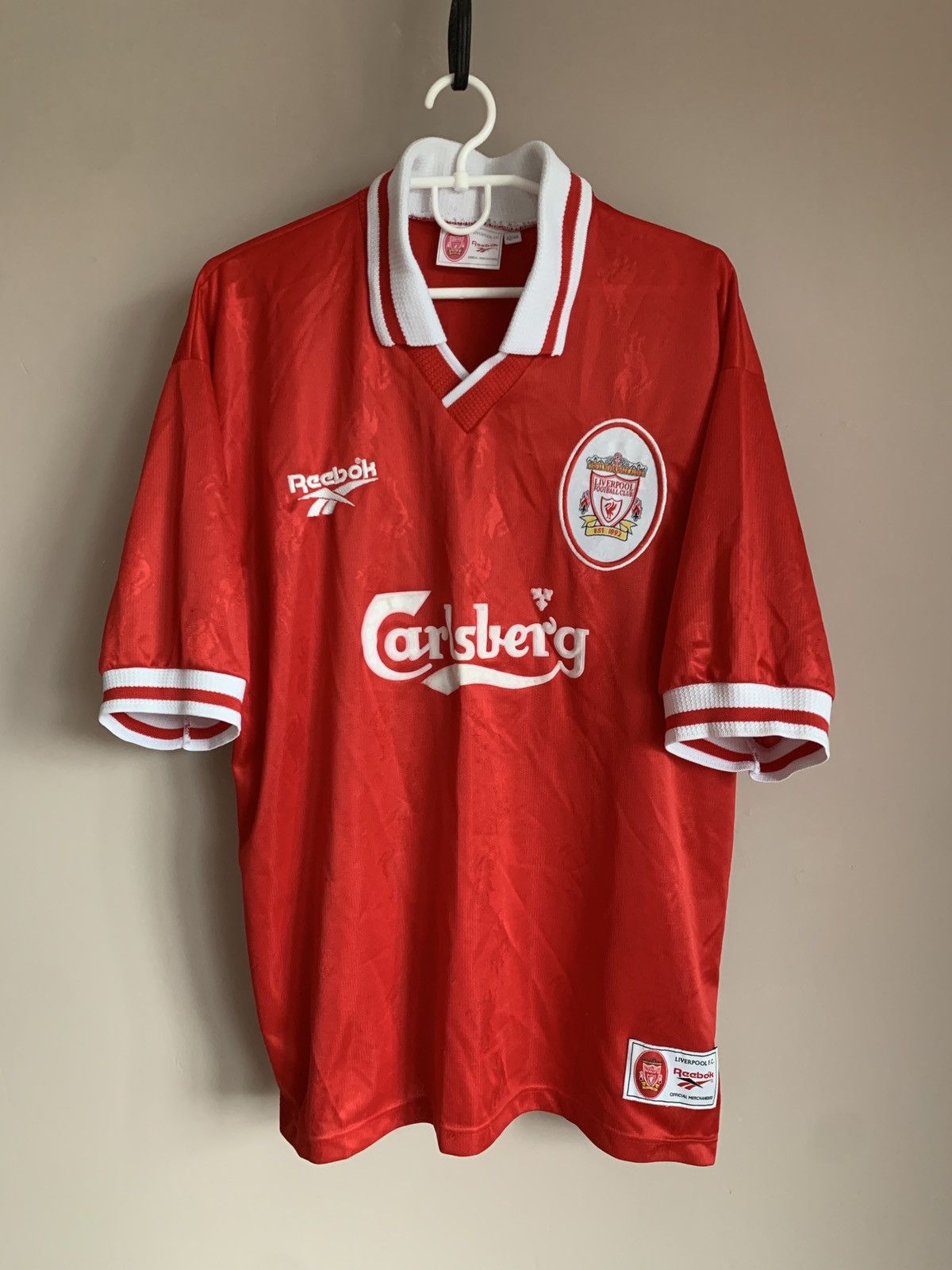 Reebok Liverpool 1996/98 Home Football Shirt Reebok Vintage Sz L Size US L / EU 52-54 / 3 - 1 Thumbnail