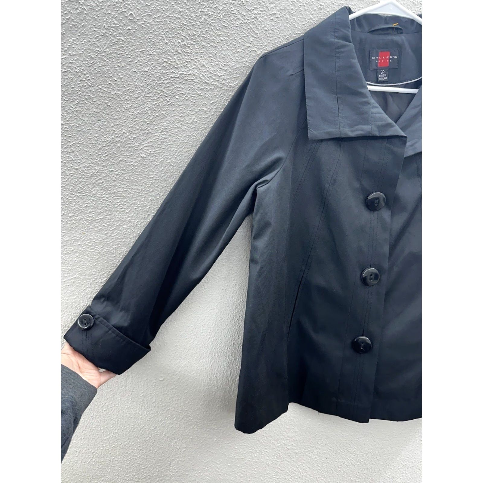 Vintage Gallery Jacket Womens Petite Small Black Button Up Lightweight Size S / US 4 / IT 40 - 2 Thumbnail
