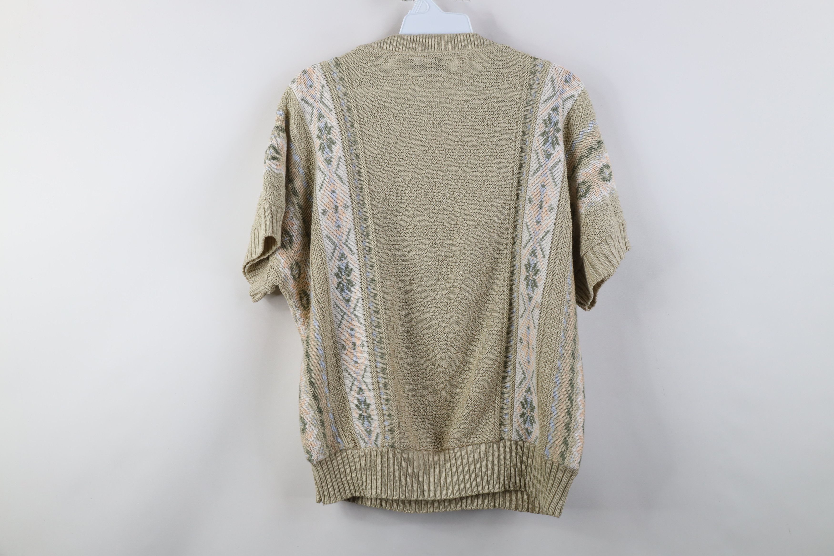 Vintage Vintage 90s Streetwear Fair Isle Knit Short Sleeve Sweater Size L / US 10 / IT 46 - 8 Thumbnail