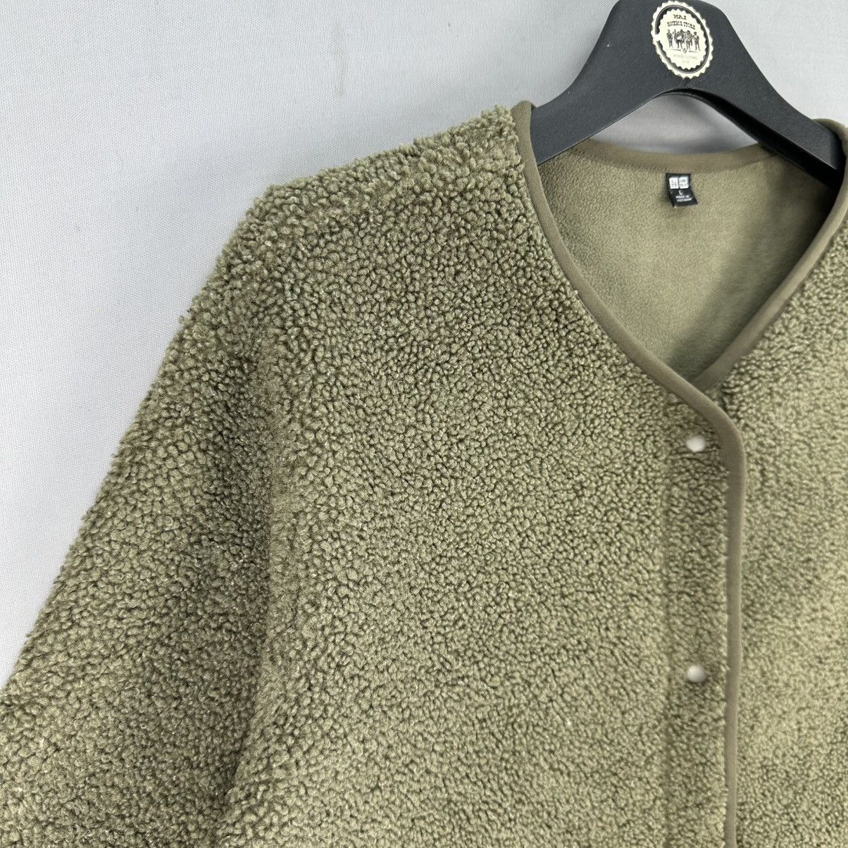 Japanese Brand × Uniqlo Uniqlo Deep Pile Fleece Sherpa Olive Green Cardigan Size M / US 6-8 / IT 42-44 - 2 Thumbnail
