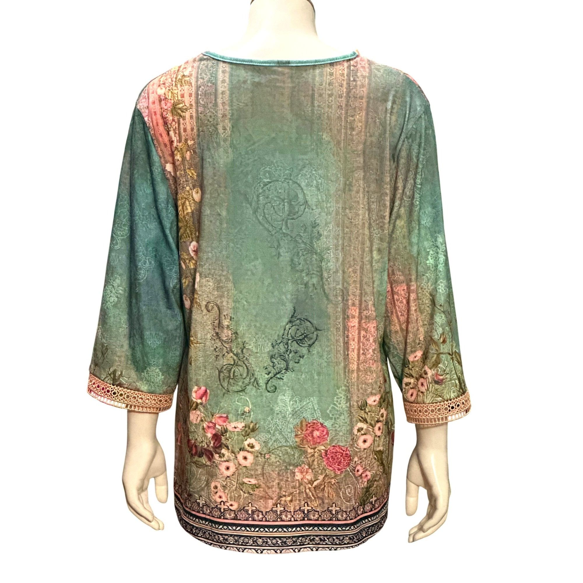 Other CCC Bohemian Floral Print Short Sleeve Tunic Top Crochet Nec Size S / US 4 / IT 40 - 4 Thumbnail