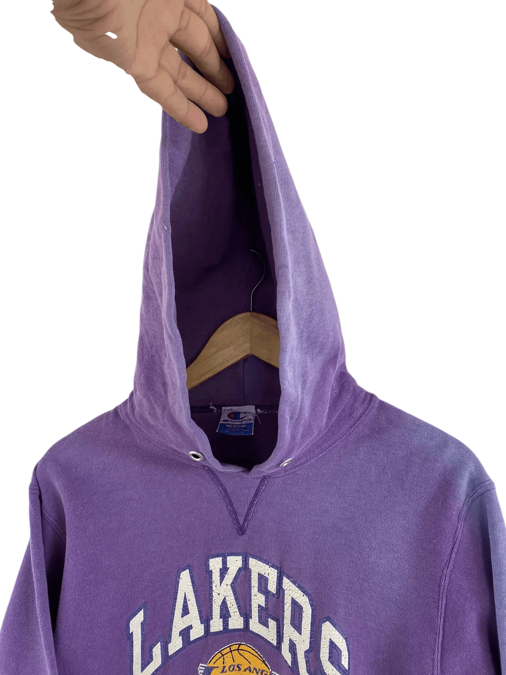 Champion Vtg Champion Lakers Faded Hoodie Pullover Size US L / EU 52-54 / 3 - 3 Thumbnail