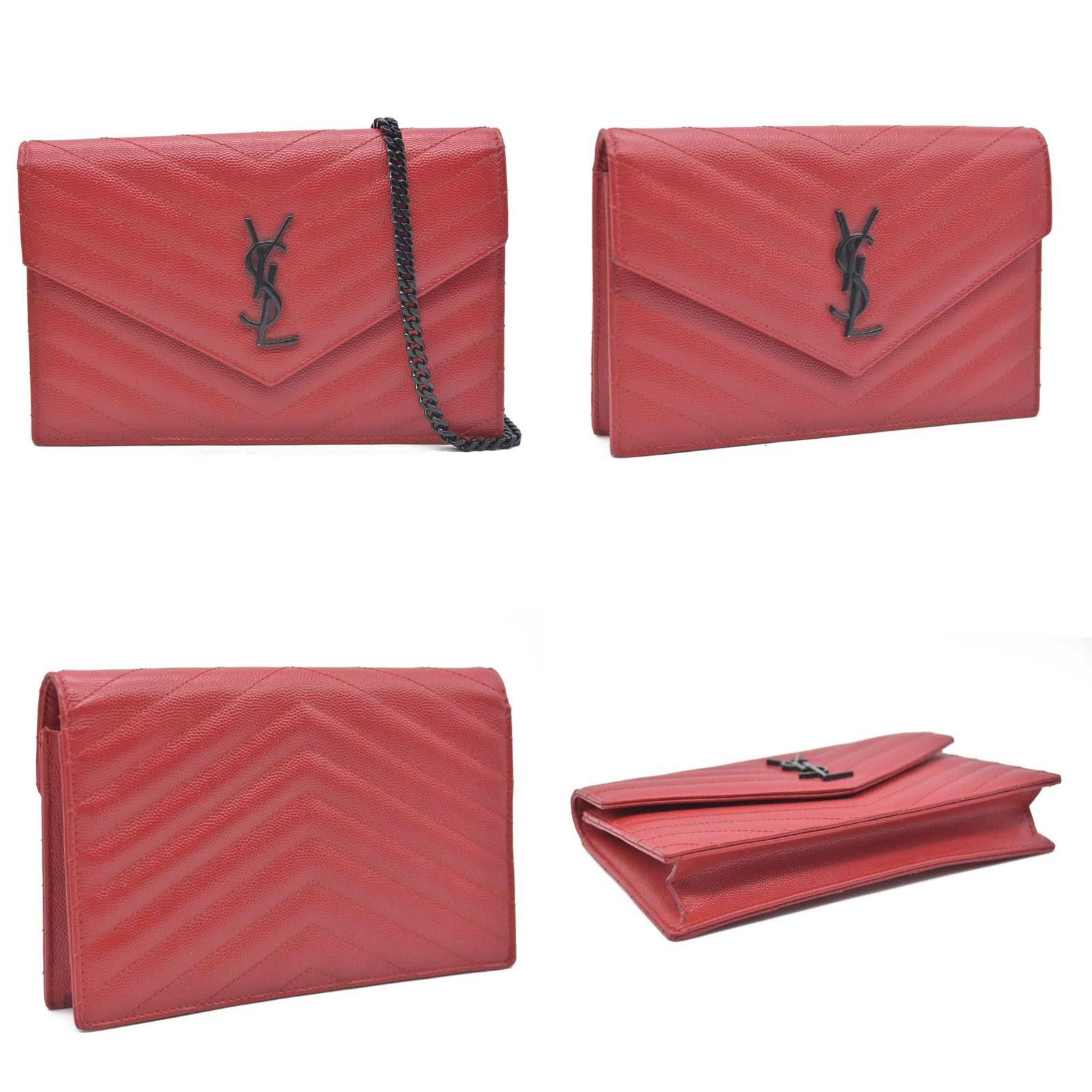 Saint Laurent Paris Saint Laurent Grain De Poudre Matelasse Chevron Monogram Size ONE SIZE - 2 Thumbnail