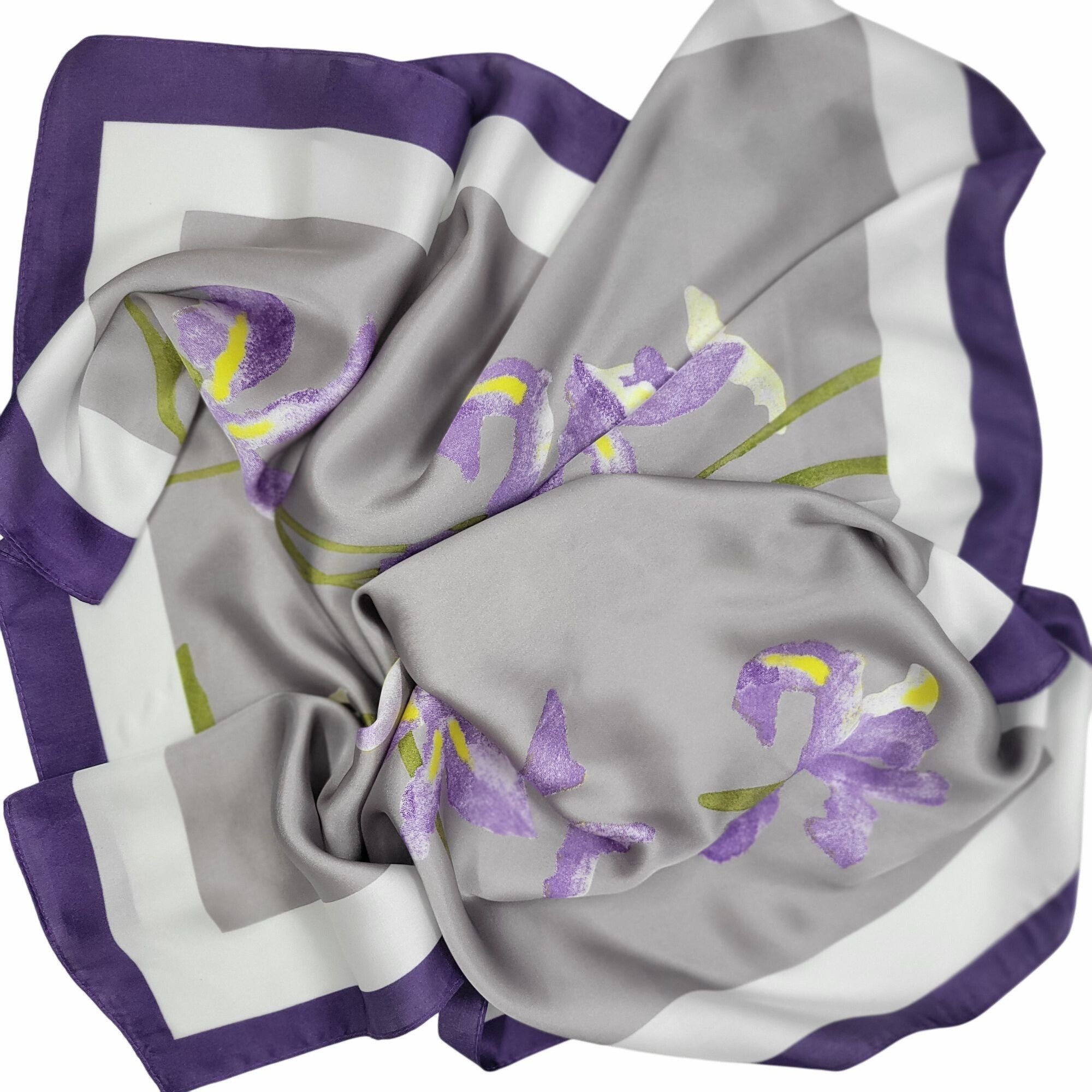 Other Floral Elegant Women Scarf Bandana Green Purple Vintage Sil Size ONE SIZE - 4 Thumbnail